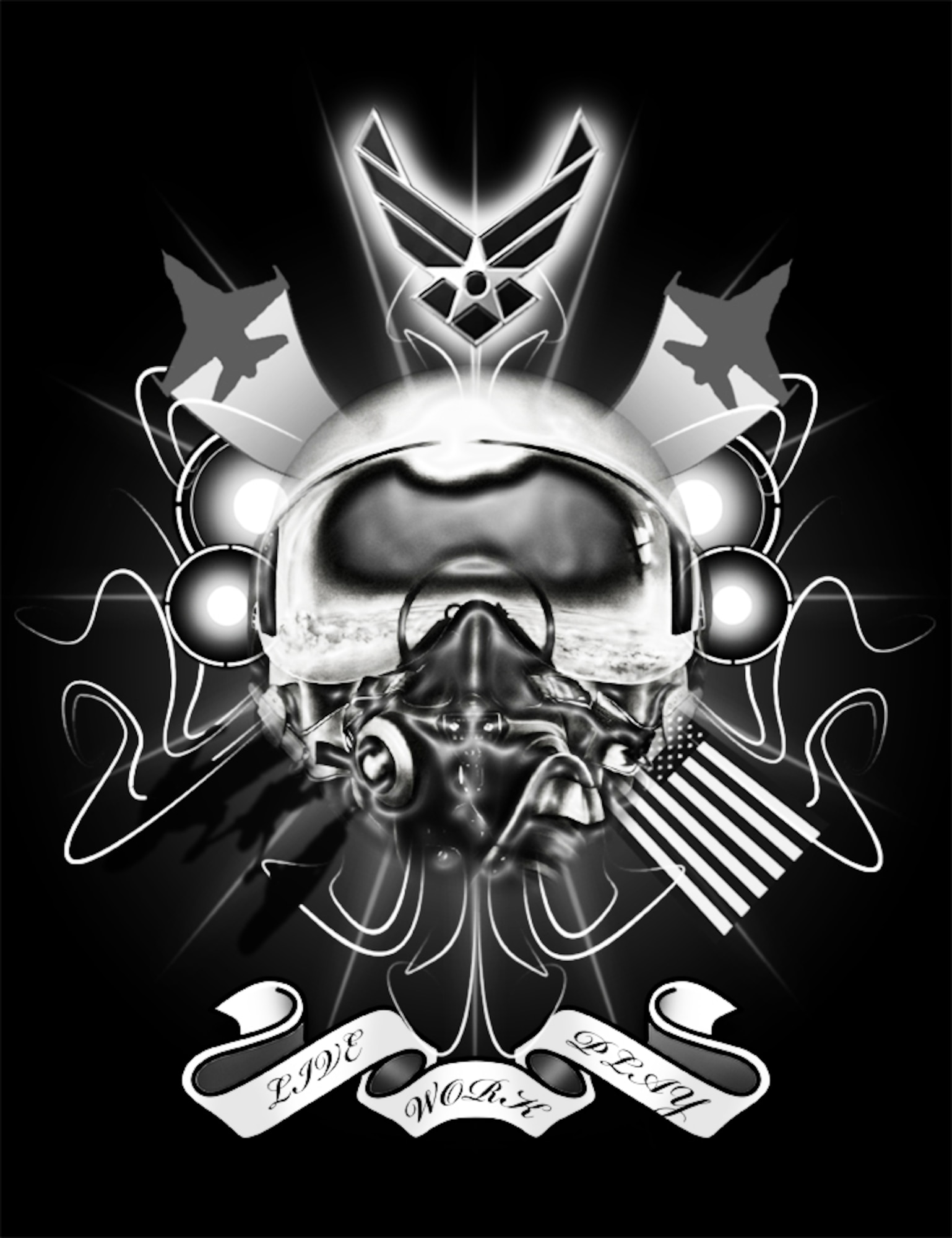 Staff Sgt. Nathan Cruz's winning design for the MyAirForceLife.com T-shirt competition. Sergeant Cruz is a radio frequency technician from Robins Air Force Base, Ga. (Courtesy graphic)