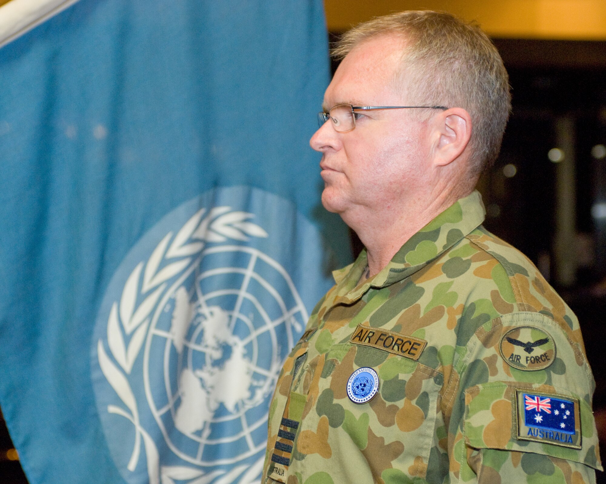 YOKOTA AIR BASE, Japan -- Group Captain Anthony McCormack, incoming United Nations Command (Rear) commander, this is the first time in the history of UNC (Rear) that a non-U.S. UN officer assumes command. The UNC (Rear) is composed of eight nations accredited to the United Nations Command: Australia, Canada, France, New Zealand, The Philippines, Thailand, Turkey, and the United Kingdom of Great Britain. The United Nations Command (Rear) has been located at Yokota Air base, Japan since 2007. (U.S. Air Force photo/Osakabe Yasuo)