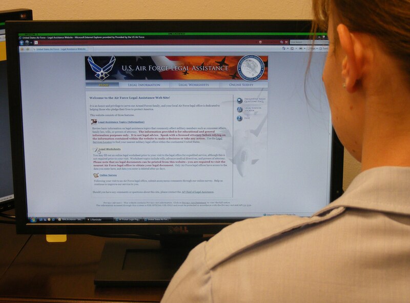 DYESS AIR FORCE BASE, Texas -- Members of the Base Legal Office looks over the new Air Force legal assistance Web site here, Feb. 1. The website was designed to assist active duty and reserve component members, retirees and dependents with any legal concerns. (U.S. Air Force photo/Senior Airman Felicia Juenke)