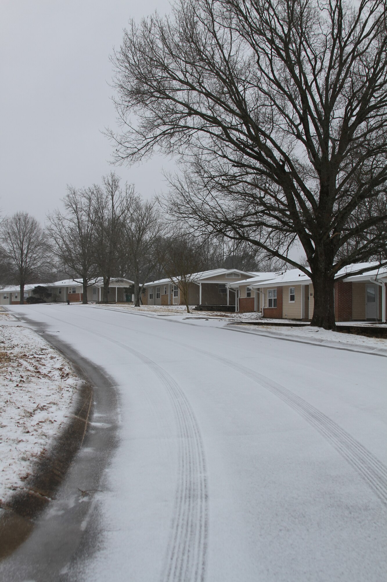 Roads and houses on base were covered in a sheet of ice after a winter-mix storm Jan. 29. Non-mission critical base personnel didn’t report to work due to unsafe driving conditions. (U.S. Army photo by Spc. Jared Sollars)