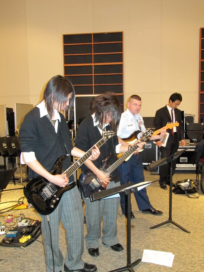 Fussa High School students come to the PACAF Band of the Pacific – Asia band hall at Yokota AB, Japan for a clinic, and a rehearsal.  The students rehearsed with “Final Approach” for their joint concert in Fussa on January 31, 2010.