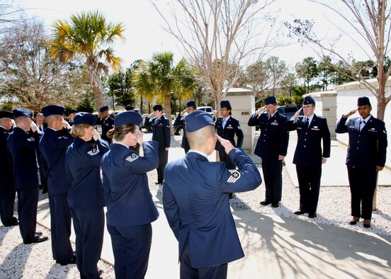 Members of the 96th Logistics Readiness Squadron participate in a military honors ceremony at Barrancas National Cemetery Naval Air Station, Pensacola Fla. Courtesy photo.
