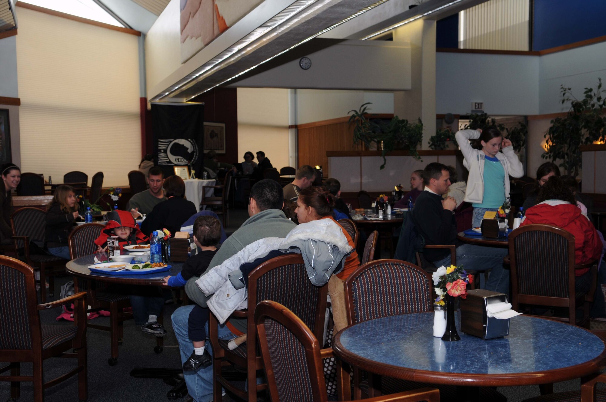 ALTUS AIR FORCE BASE, Okla. -- The Solar Inn Dining Facility opened their doors 24 hours to feed the Altus AFB personnel and their families. Homes were without power due to the outage from an ice storm that hit Jan.28.  The dining facility fed on average 500 people per day since the ice storm hit. (U.S. Air Force photo/Senior Airman Leandra D. Hernandez)
