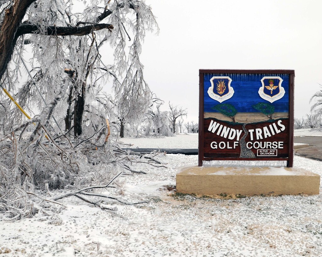 ALTUS AIR FORCE BASE, Okla. -- Windy Trails Golf Course was blanketed by an ice storm that hit Jan. 28. Ice accumulations were approximately one and a half inches. (U.S. Air Force photo/Senior Airman Leandra D. Hernandez)