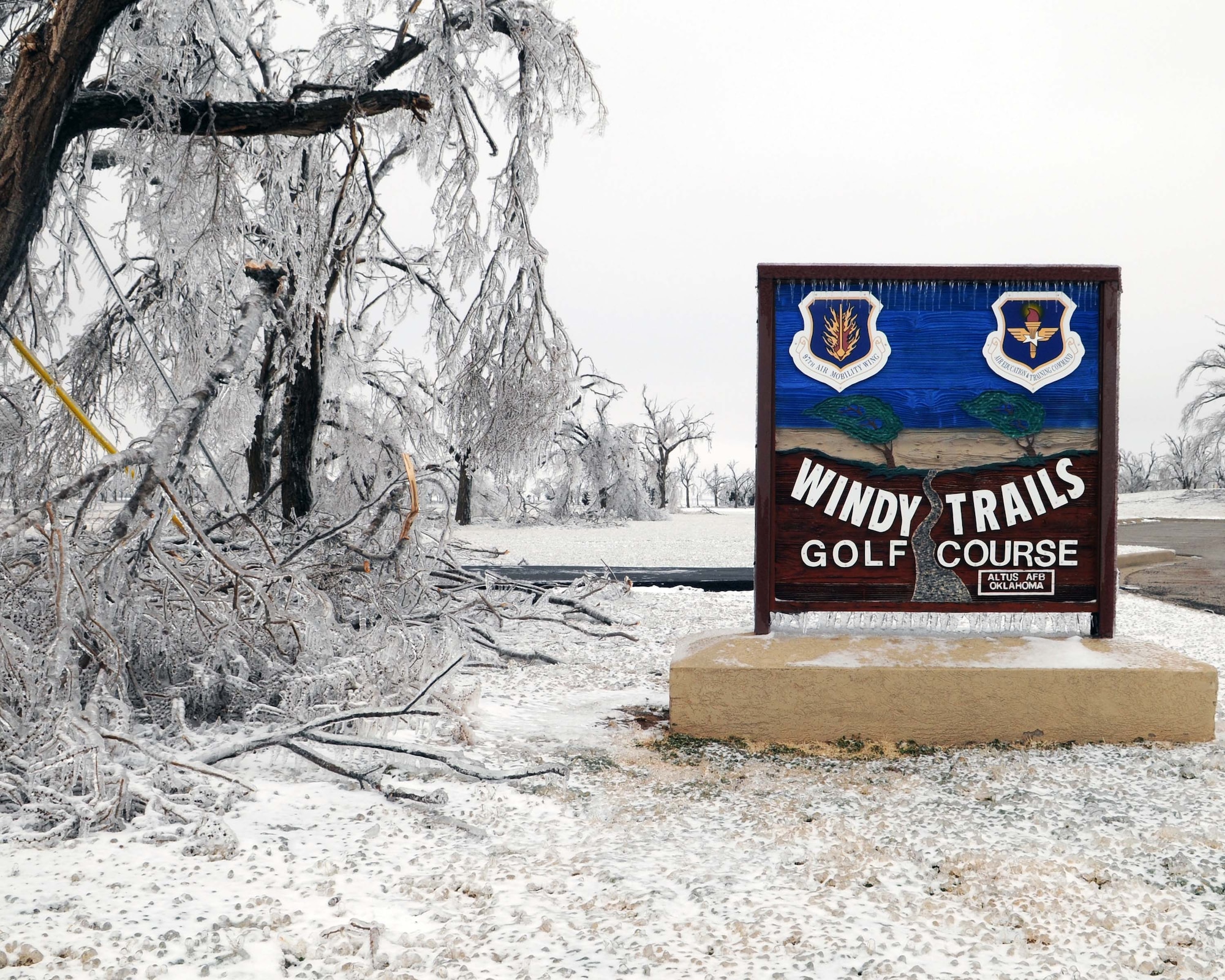ALTUS AIR FORCE BASE, Okla. -- Windy Trails Golf Course was blanketed by an ice storm that hit Jan. 28. Ice accumulations were approximately one and a half inches. (U.S. Air Force photo/Senior Airman Leandra D. Hernandez)