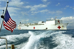 The USNS Comfort conducts humanitarian assistance operations near Port-au-Prince, Haiti, Jan. 31, 2010. The Comfort is supporting Operation Unified Response following an earthquake that devastated Haiti.