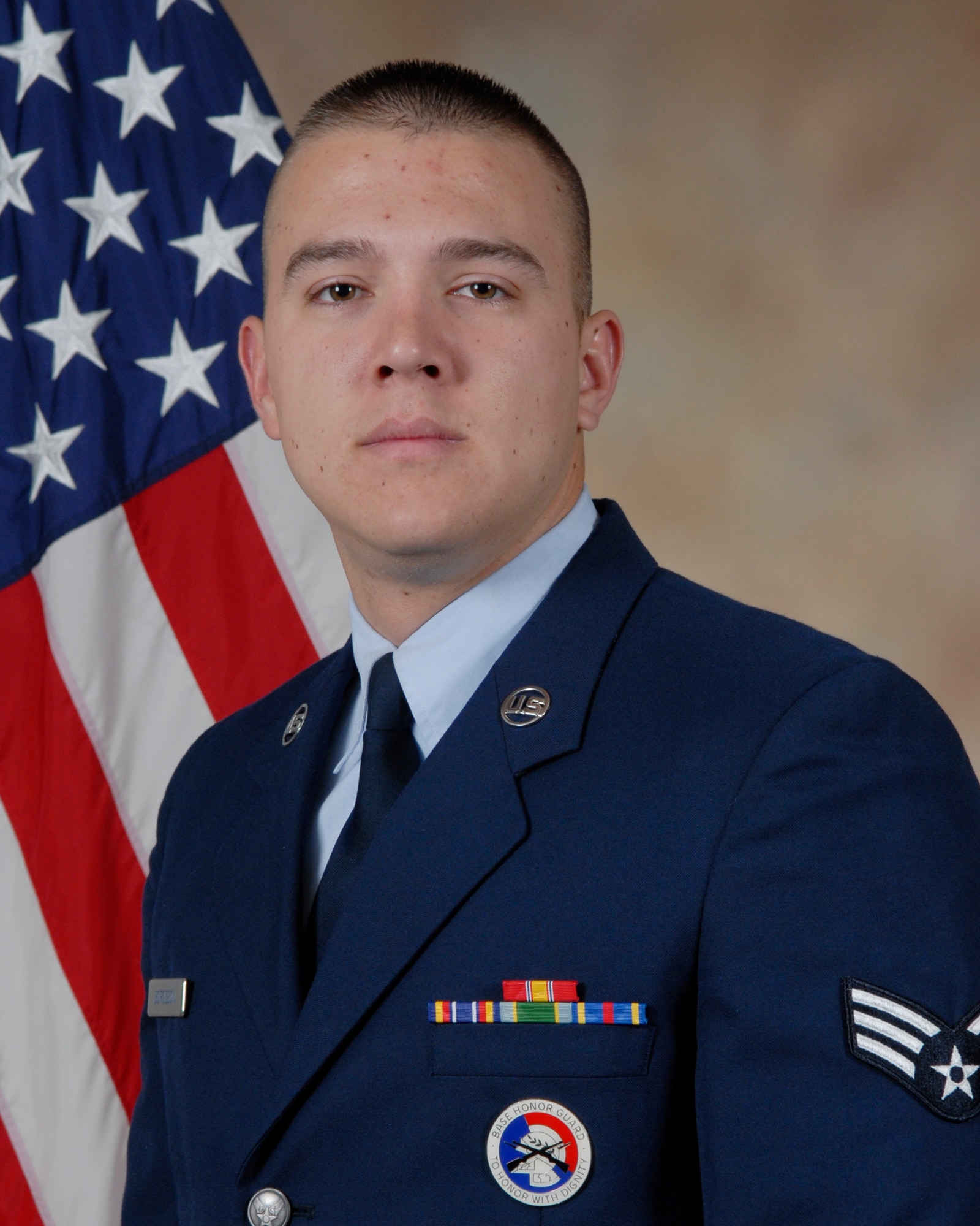 Senior Airman Chance Borgeson, 17th Medical Group is the 2009 Honor Guard Member of the Year for the 17th Training Wing, Goodfellow AFB, Texas. The annual awards program recognizes both civilians and members in 16 categories of the Air Force, Army, Navy and Marines who are assigned to the wing, for their significant contributions to the 17 TRW, the community and mission. (U.S. Air Force photo/ Lou Czarnecki) 