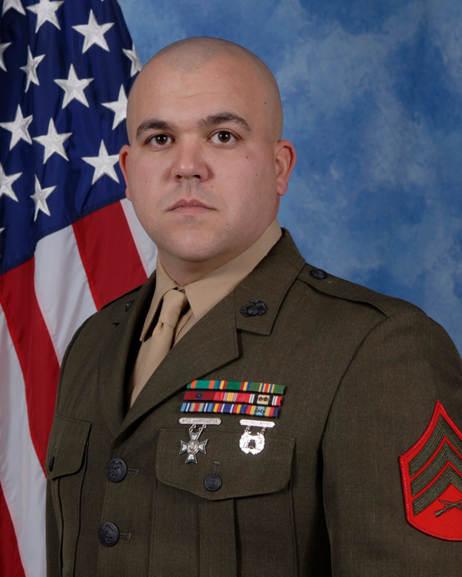 Sgt. Travis Godley, Marine Corp Detachment, is the 2009 MCD NCO of the year for the 17th Training Wing, Goodfellow AFB, Texas. The annual awards program recognizes both civilians and members in 16 categories of the Air Force, Army, Navy and Marines who are assigned to the wing, for their significant contributions to the 17 TRW, the community and mission. (U.S. Air Force photo/ Lou Czarnecki)