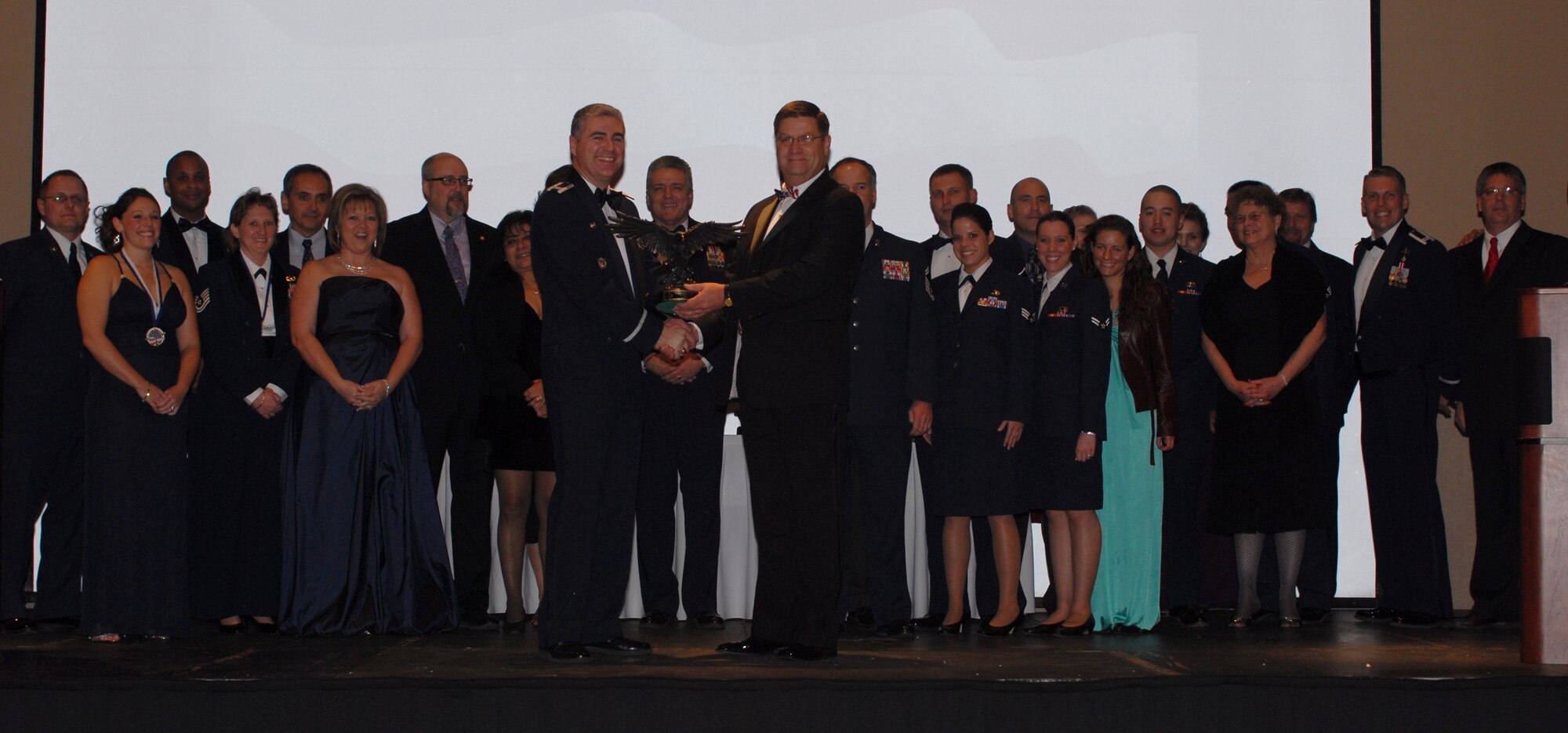 SAN ANGELO, Texas -- The 17th Force Support Squadron receives Goodfellow Air Force Base Unit of the Year during the GAFB 2009 Annual Awards Banquet, Feb. 2, 2010. (U.S. Air Force photo/Staff Sgt. Laura R. McFarlane)
