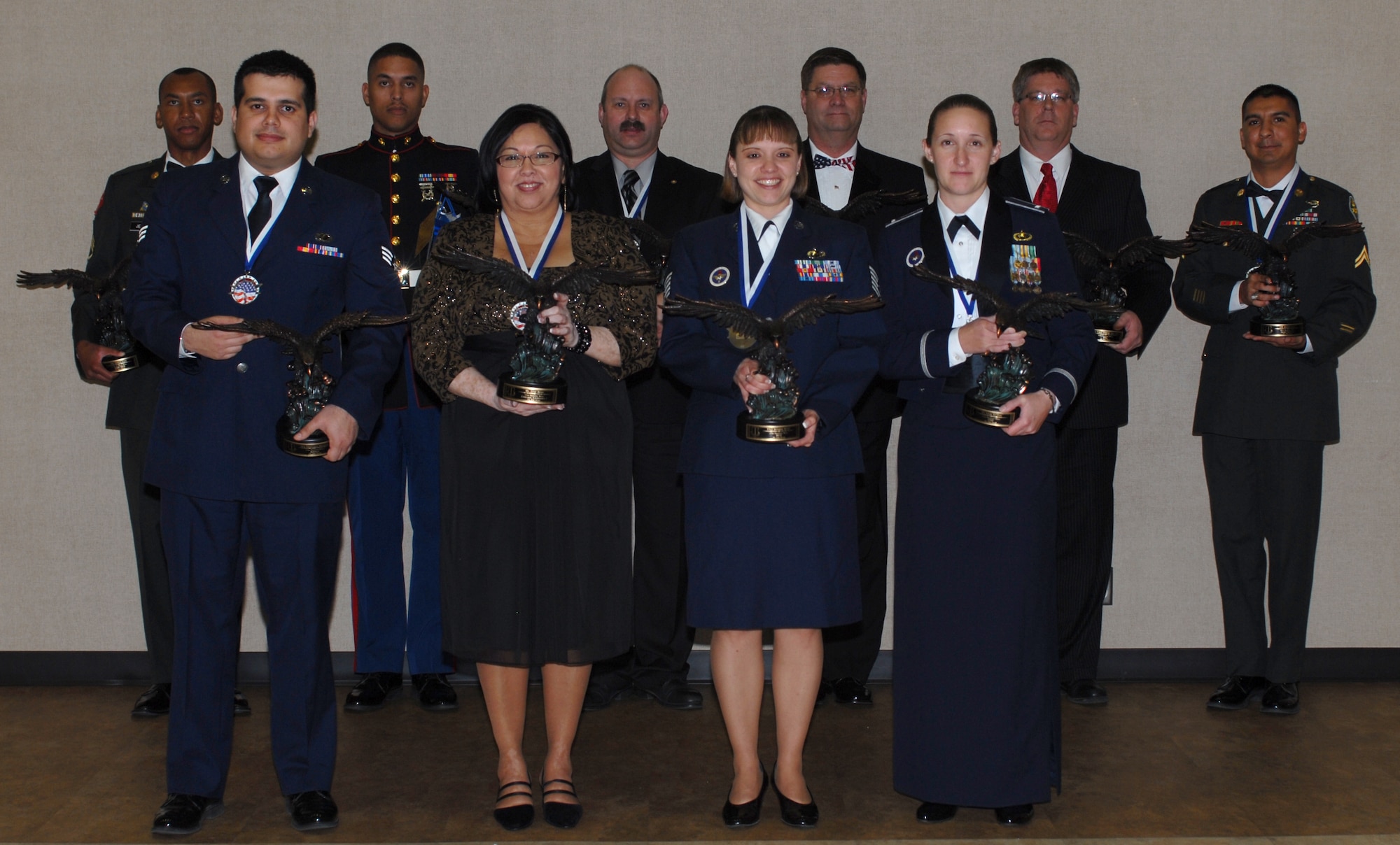 SAN ANGELO, Texas -- Goodfellow Air Force Base recognizes its annual award winners during the GAFB 2009 Annual Awards Banquet, Feb. 2, 2010. More than 350 people attended the banquet that recognized 49 individual nominees. (U.S. Air Force photo/Staff Sgt. Laura R. McFarlane)
