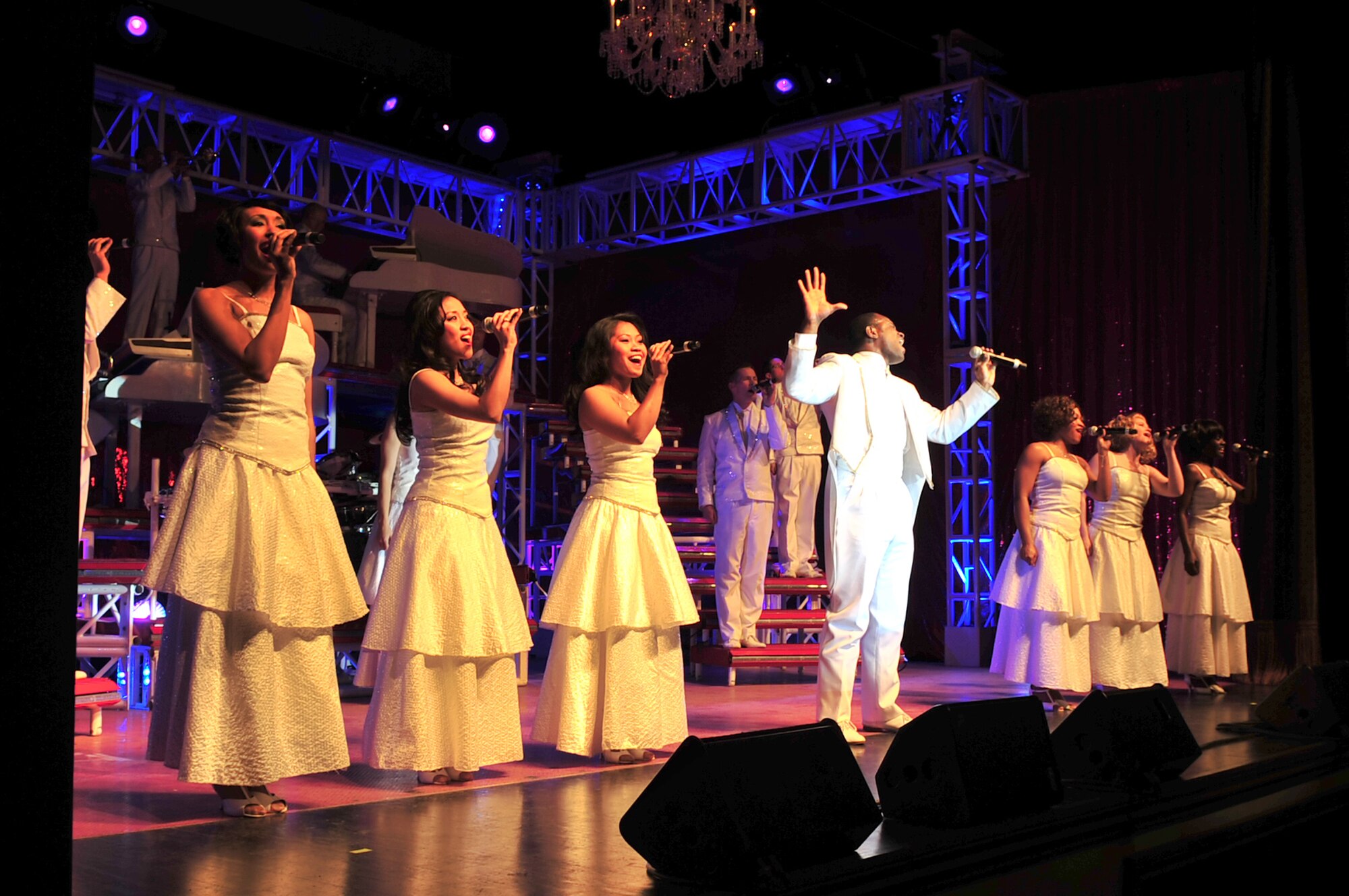 Tops in Blue Airmen perform for a packed house at the Paramount Theater in downtown Goldsboro, N.C., Feb. 1, 2010. Tops in Blue has been a part of Air Force life for 56. (U.S. Air Force photo/Senior Airman Rae Perry)