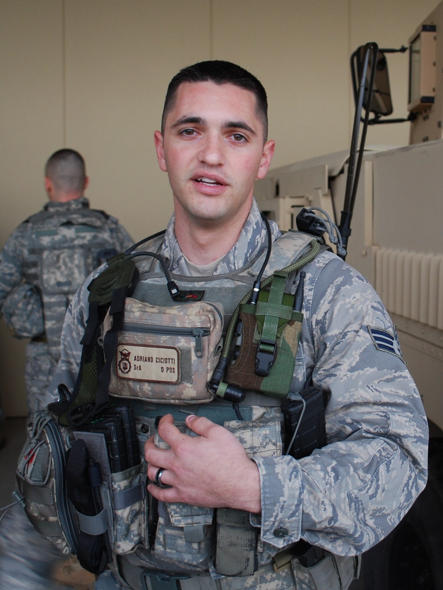 Senior Airman Adriano A. Cicotti, 571st Global Mobility Readiness Squadron Security Forces, was recognized for his contributions to his career field, earning the award for the Air Force’s top security forces Airman. (U.S. Air Force photo)