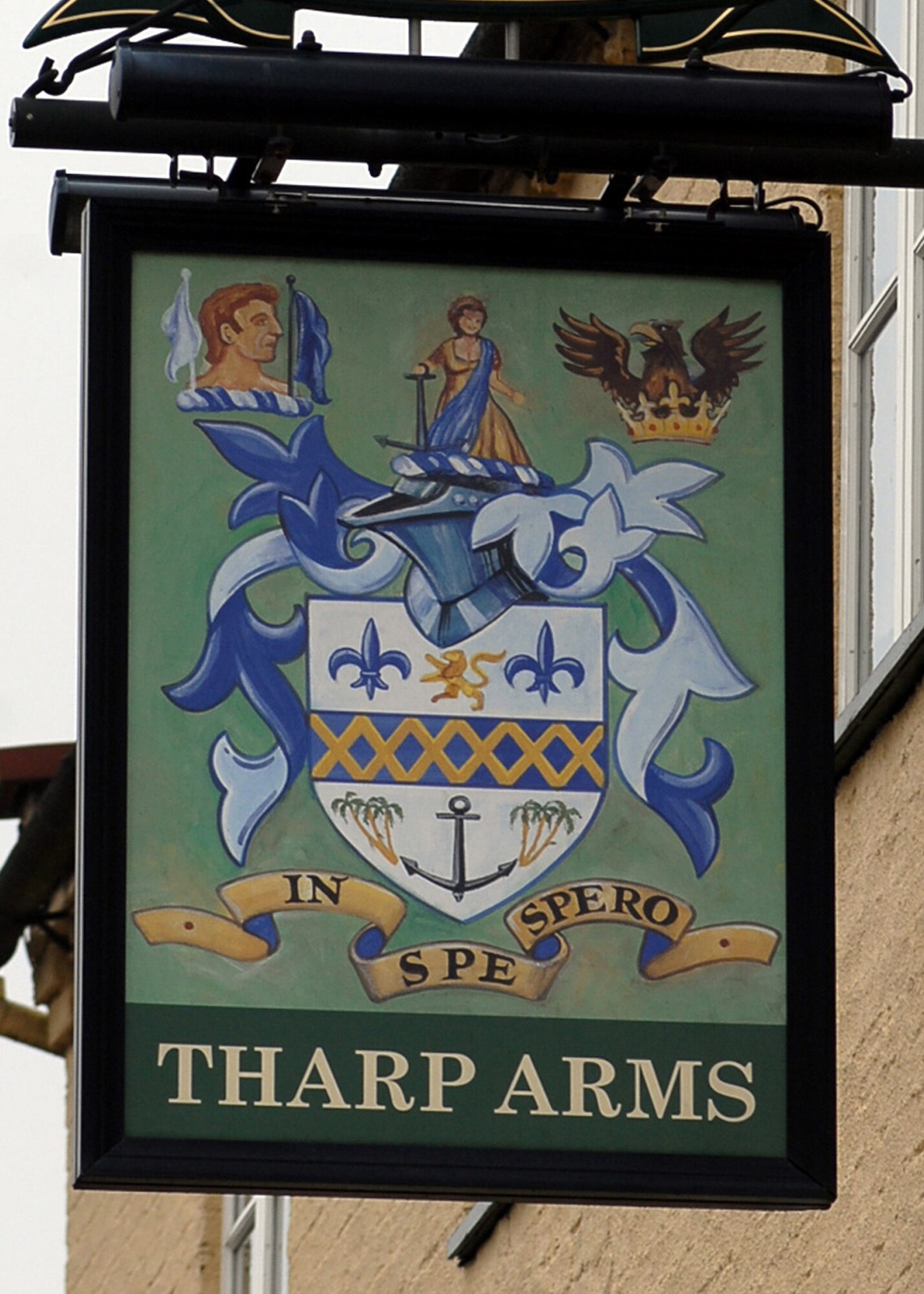 Chippenham Park in the village of the same name has for many years been home to the Tharp family. The village pub still retains the family name and crest on the pub sign. (U.S. Air Force photo/Judith Wakelam)