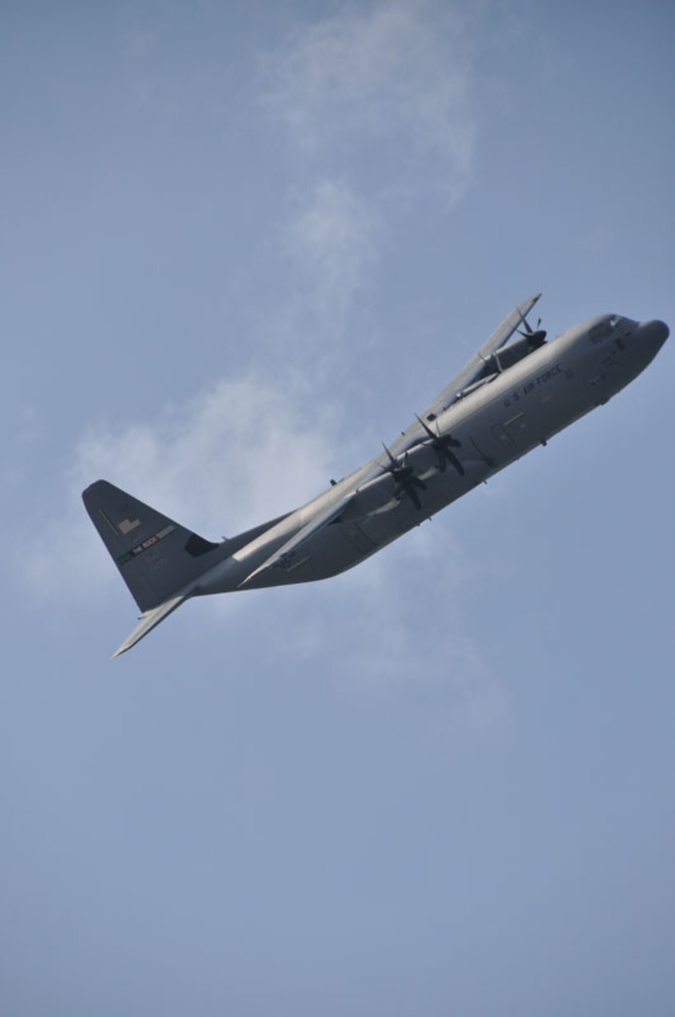 A C-130J Hercules from Little Rock Air Force Base, Ark., participates in an aerial demonstration during Singapore Airshow 2010 at Changi, Singapore, Feb. 3. The Singapore air show, scheduled through Feb. 7, is one of the largest air and trade shows in the world.  Aircraft from the United States are participating in both static displays and aerial demonstrations to exhibit a snapshot of the diverse inventory of U.S. military aircraft and equipment. U.S. Pacific Command's participation in the air show directly supports U.S. engagement goals and furthers U.S. relations with countries in the Asia-Pacific region. (U.S. Air Force photo/Tech. Sgt. Cohen Young)


