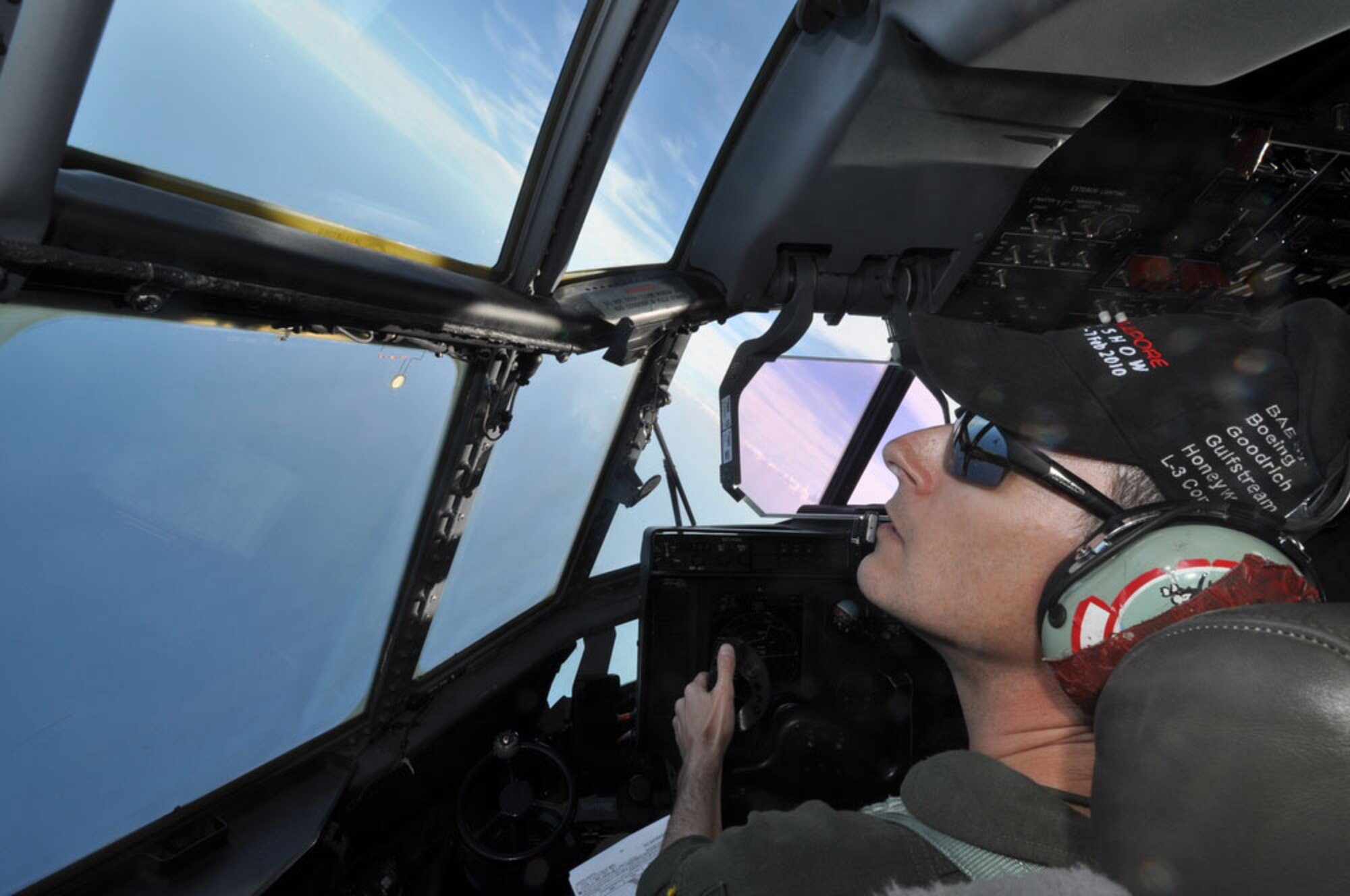 Maj. Daniel Barone, a C-130J Hercules pilot from the 41st Airlift Squadron at Little Rock AFB, Ark., participates in an aerial demonstration flight during Singapore Airshow 2010 at Changi, Singapore, Feb. 2. The Singapore air show, scheduled through Feb. 7, is one of the largest air and trade shows in the world.  Aircraft from the United States are participating in both static displays and aerial demonstrations to exhibit a snapshot of the diverse inventory of U.S. military aircraft and equipment. U.S. Pacific Command's participation in the air show directly supports U.S. engagement goals and furthers U.S. relations with countries in the Asia-Pacific region. (U.S. Air Force photo/Tech. Sgt. Cohen Young)