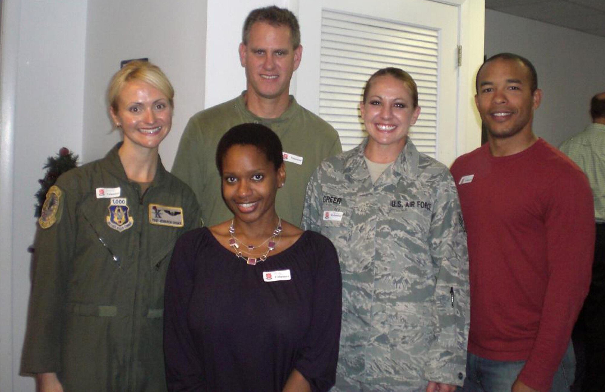 PATRICK AIR FORCE BASE, Fla. -  Air Force Reservists from the 920th Rescue Wing volunteer their time during the holiday season to help the Salvation Army. Tech. Sgt. Jennifer Harris, Capt. Anita Young, Lou Fiore, Senior Airman Stacie Greer and Staff Sgt. Greg Lee donated their time. The Human Resources Development Council is a way for Airman sharing what they know and looking for ways to take care of people. (U.S. Air Force photo)