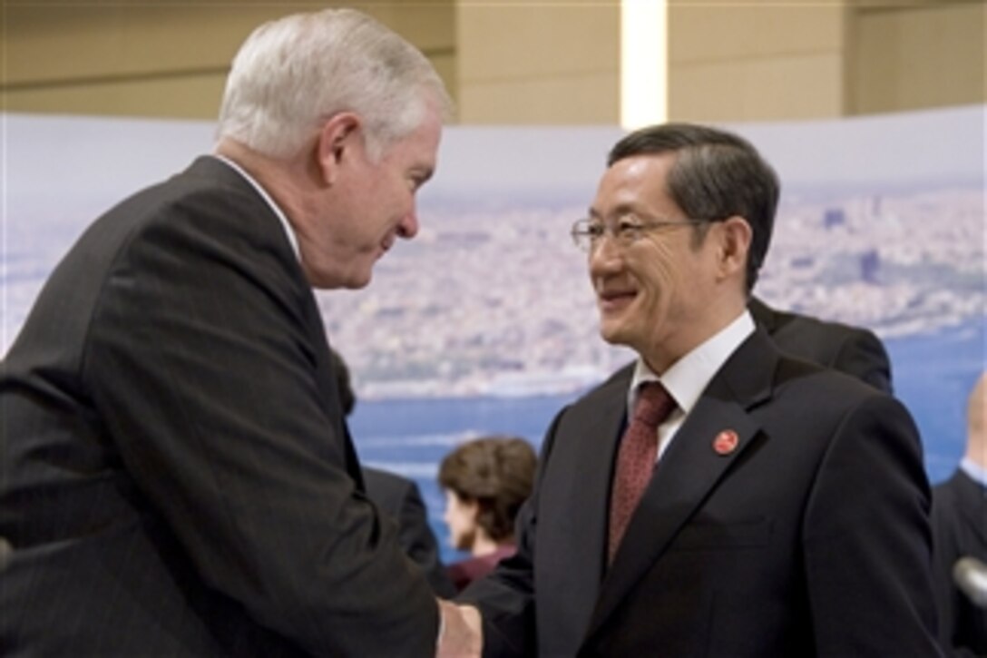 Secretary of Defense Robert M. Gates meets with South Korean Defense Minister Kim Tae-young during the NATO Defense Ministerial in Istanbul, Turkey, on Feb. 5, 2010.   