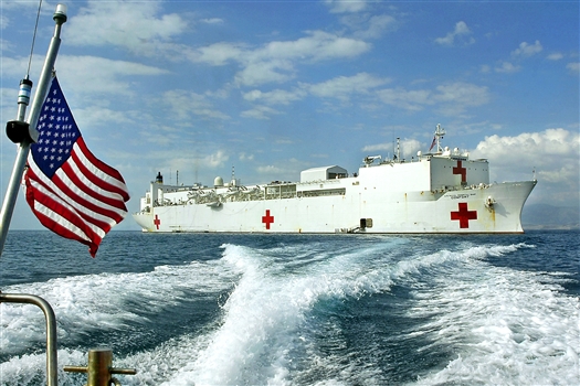 The USNS Comfort conducts humanitarian assistance operations near Port-au-Prince, Haiti, Jan. 31, 2010. The Comfort is supporting Operation Unified Response following an earthquake that devastated Haiti.