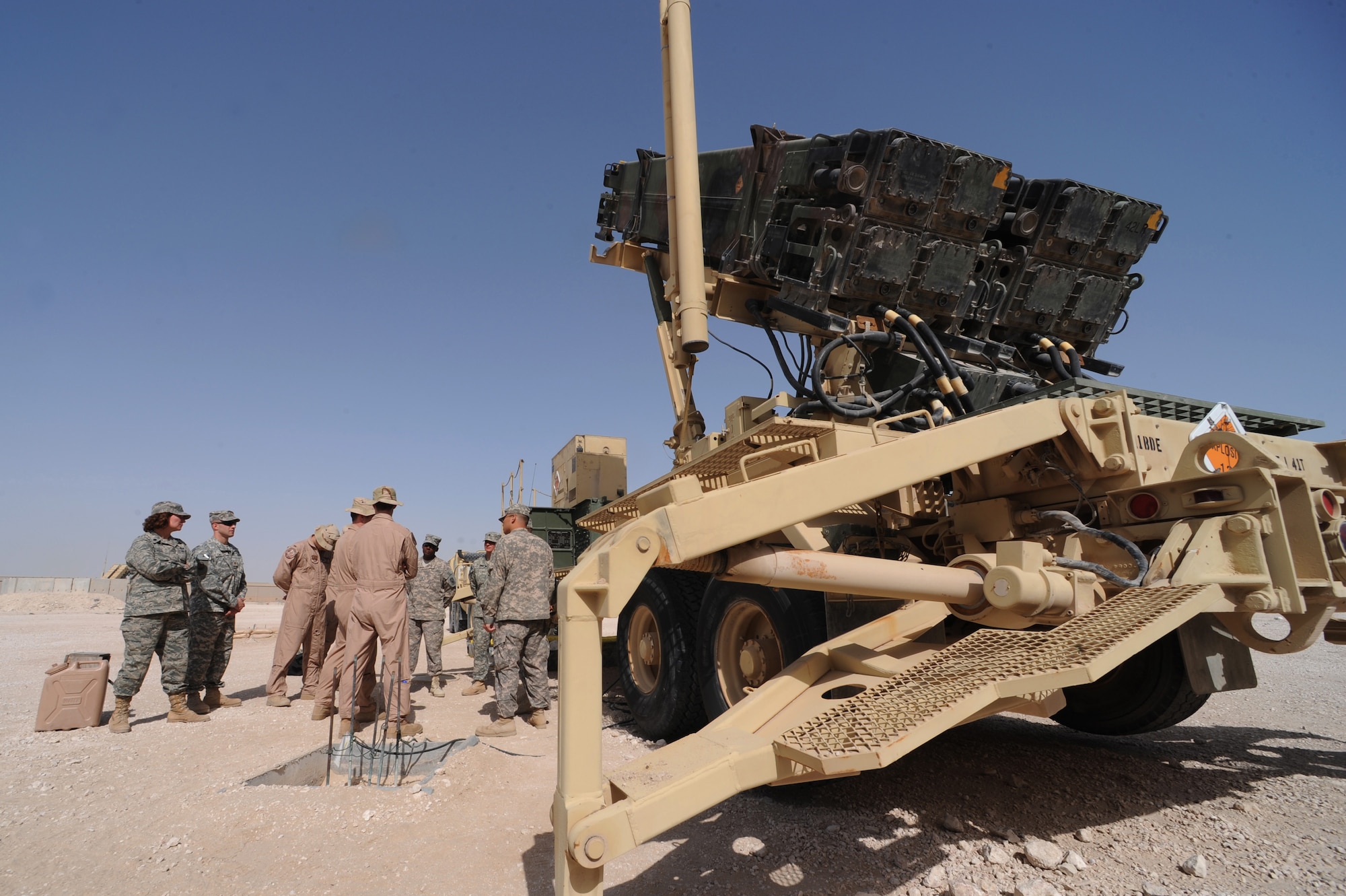 Servicemembers tour a PAC3 Patriot missile launcher as part of a "Weapons System of the Week" tour at a non-disclosed Southwest Asia location, Jan. 28, 2010. (U.S. Air Force photo by Tech. Sgt. Michelle Larche)[RELEASED]