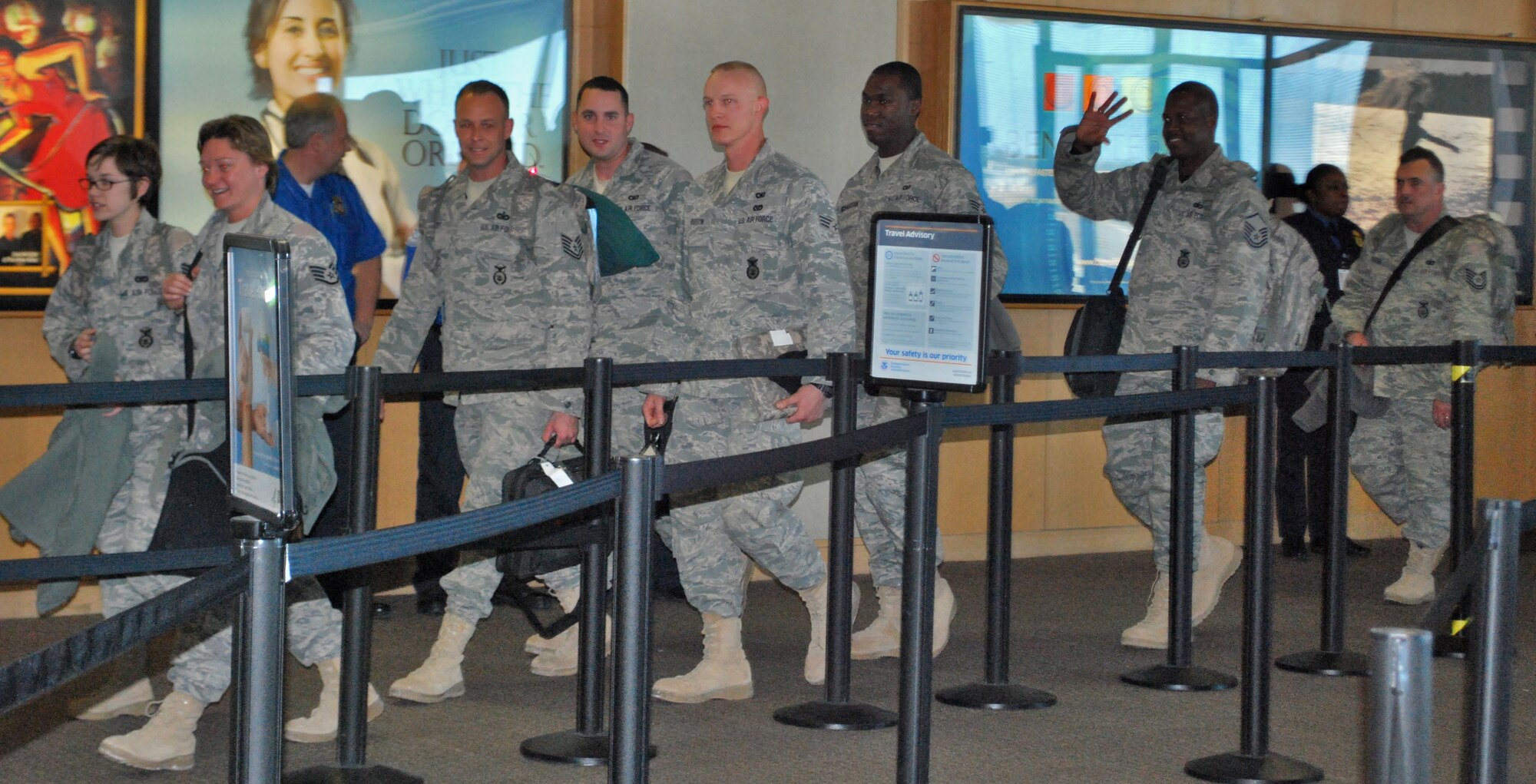 Reservists from the 315th Security Forces Squadron here at Charleston Air Force Base, S.C., returned home from a seven month deployment to Kirkuk Regional Air Base, Iraq, Sunday, Jan. 31. Coworkers, friends and families gathered in the base passenger terminal to welcome the Charleston reservists back home. (Photo by Master Sgt. Cynthia Learn/ Released)