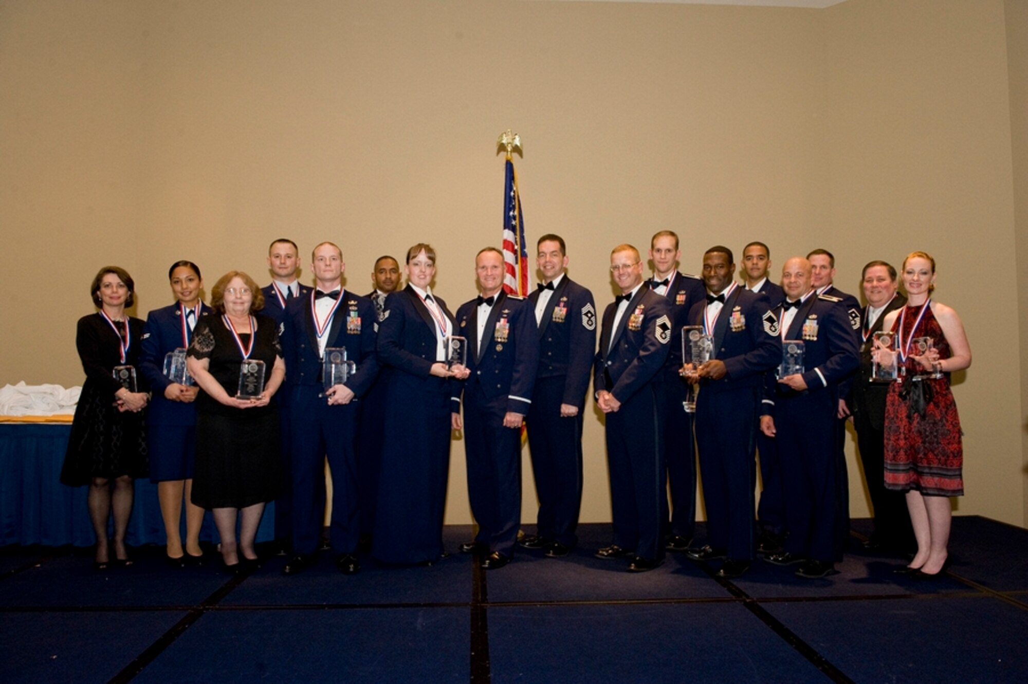 Tyndall AIr Force Base 2009 Annual Award winners celebrated Feb. 5 at the Majestic Beach Resort. (U.S. Air Force photo by Jonathan Gibson)