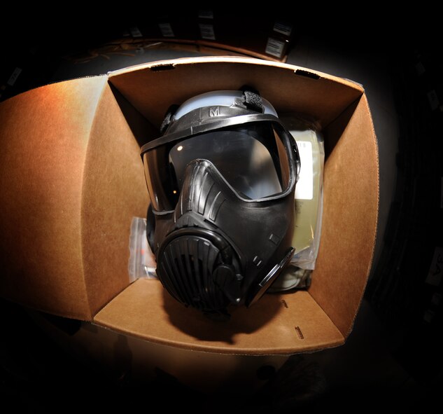 MOODY AIR FORCE BASE, Ga. -- Moody received more than 3,800 new M-50 Joint Service General Purpose Masks here Feb. 2. The new mask features a number of improvements including dual filters, improved drinking system, improved head harness and better carrier. (U.S. Air Force photo by Airman 1st Class Benjamin Wiseman)