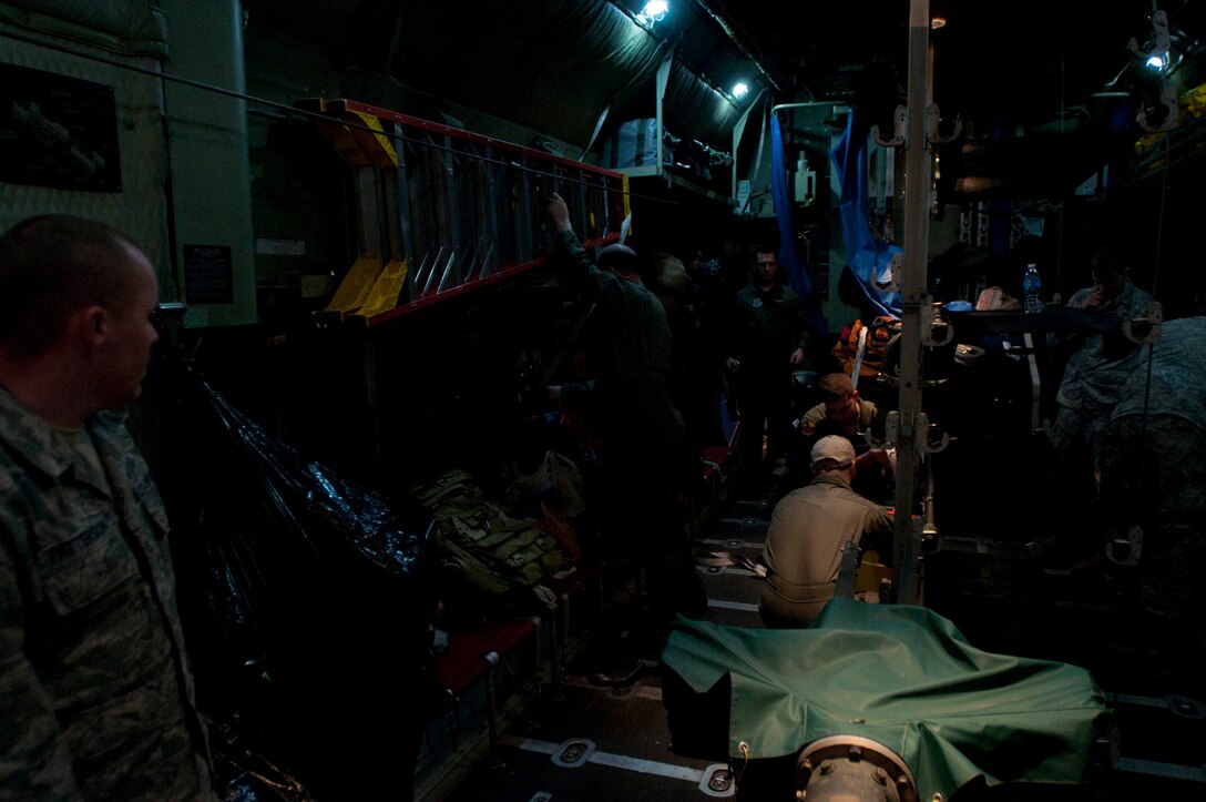 139th Airlift Wing, Mo. Air National Guard, aircrew members prepare their C-130 for departure from Homestead Air National Guard base, Florida, for relief efforts in Haiti on February 6th, 2010. (U.S. Air Force photo by Master Sgt. Shannon Bond/Released)