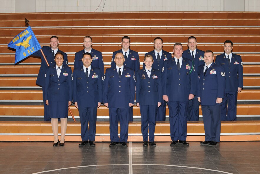 McGHEE TYSON AIR NATIONAL GUARD BASE, Tenn. -- NCO Academy Class 10-3, G-Flight, gathers at The I.G. Brown Air National Guard Training and Education Center here, Jan. 25, 2010.  Pictured ((L-R front row) are Tech. Sgt. Lachandra B. Franklin; Tech. Sgt. Jeremiah N. Desrochers; Tech. Sgt. Anthony G. Rodriguez; Tech. Sgt. Nicola M. Samoska; Tech. Sgt. Matthew K. Fisher; Tech. Sgt. Glenden Weaver, NCOA instructor; (L-R back row) Tech. Sgt. George C. Wutsch; Tech. Sgt. Christopher J. Koch; Tech. Sgt. Brian M. Cooney;  Tech. Sgt. Jason Robbins;  Tech. Sgt. Joseph E. Loeser; and Tech. Sgt. Jason E. Garlington. (U.S. Air Force photo by Master Sgt. Kurt Skoglund/Released) 