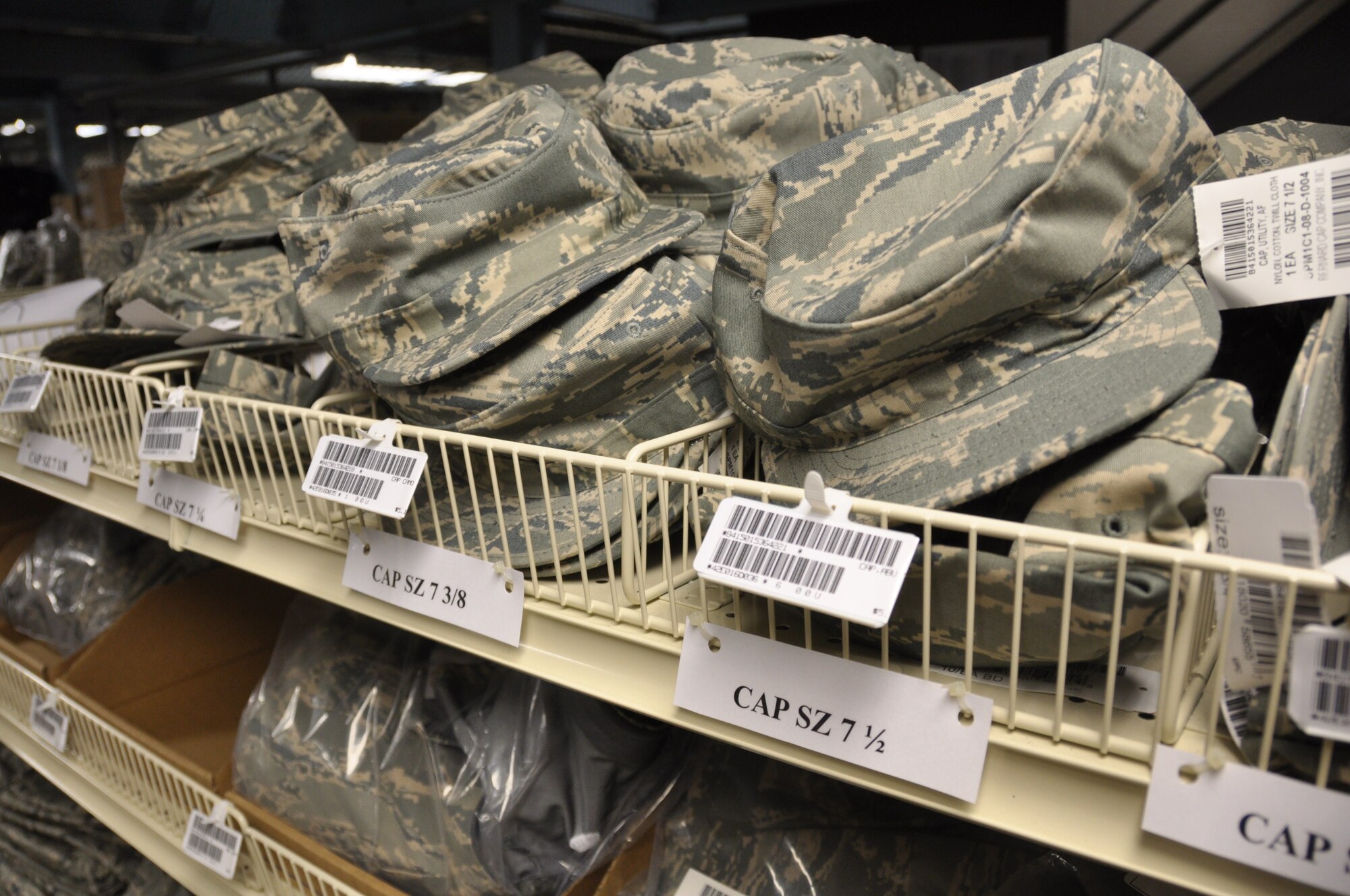 ABU patrol caps fill the shelves in the supply warehouse at the 128th Air Refueling Wing. (US Air Force Photo by: SSgt Nathan Wallin)