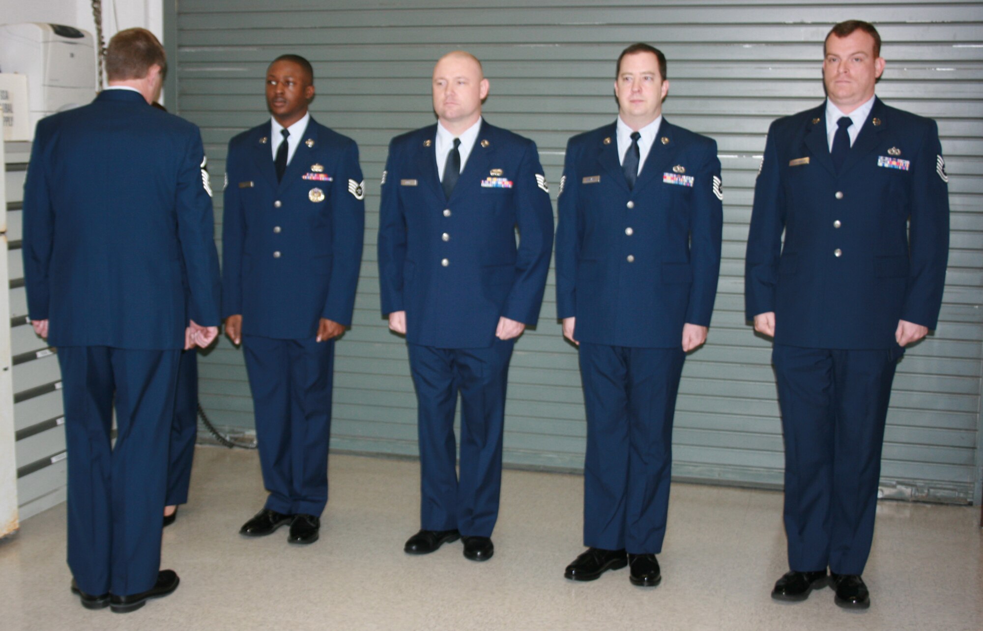 Master Sgt William Cook, 916th Communication Squadron, conducts a Service Dress Inspection in February. (Photo by SrA Bradley Snyder, 916/CS)