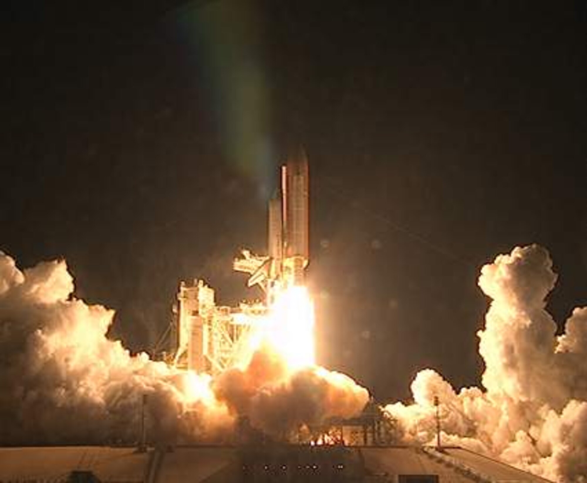 Space Shuttle Endeavour lifts off from Launch Pad 39A on its mission to deliver the Tranquility module and Cupola, a robotic control station that provides a 360-degree view, to the International Space Station early Feb. 8, 2010, from Cape Canaveral Air Force Station, Fla. (Courtesy photo)