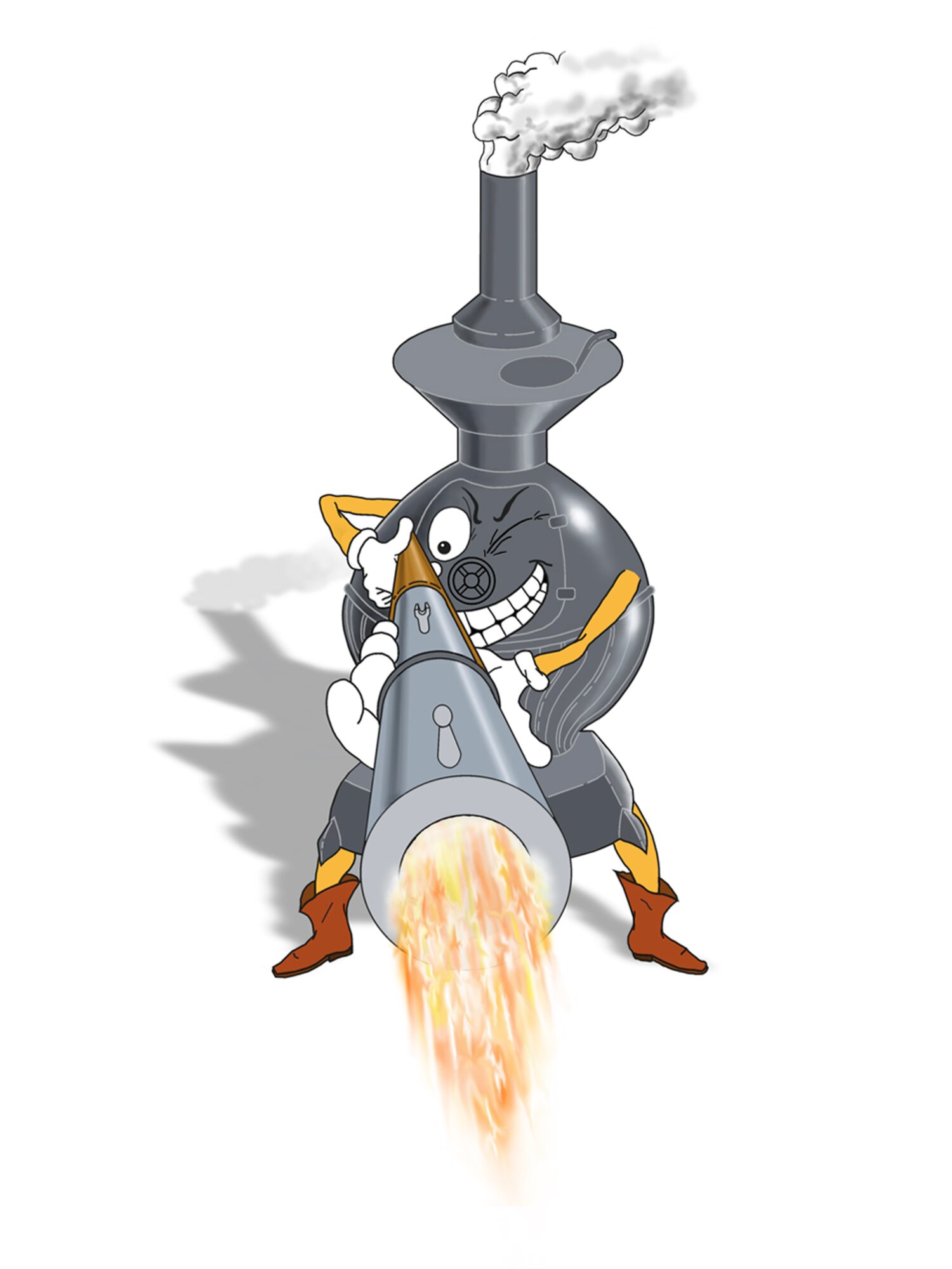 Hot Lead Potbelly Stove "shoots" women.
(U.S. Air Force art by Sammie King)