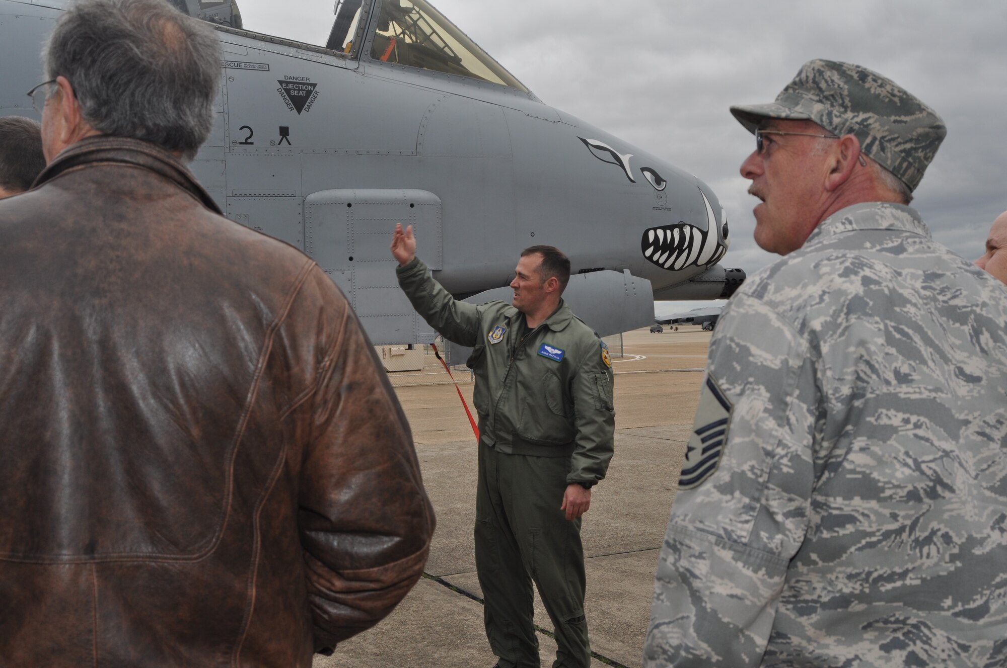 Capt. Adam Ratican, an instructor pilot for the 47th Fighter Squadron on Barksdale Air Force Base, La., shares information and answers questions about one of the 917th Wing’s A-10 Thunderbolt IIs on Feb. 5, 2010 during the wing’s Clergy Day. A group of spiritual leaders from the local community visited Barksdale and got the opportunity to tour the base and aircraft here while learning about different ways they can support Airmen in their congregations. (U.S. Air Force Photo/Senior Airman Crystal Marie Jordan)