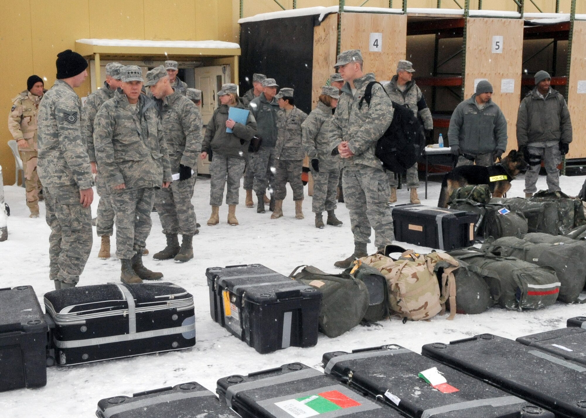 Gen. Donald Hoffman, Commander of Air Force Materiel Command, visited the Transit Center at Manas, Kyrgyzstan, Feb. 7, 2010, as part of a trip through the U.S. Central Command’s area of responsibility. General Hoffman is making this trip to acquire feedback directly from the warfighter about the test and sustainment support AFMC is contributing to the fight. (U.S. Air Force photo/Staff Sgt. Carolyn Viss/released)