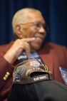 Tuskegee Airman Warren Eusan speaks to an audience about his time as an instrument flying curriculum instructor at the Tuskegee Institute and Tuskegee Army Air Field in Alabama. Mr. Eusan was a guest speaker at the second annual Tuskegee Heritage Breakfast Feb. 8 at the 99th Flying Training Squadron here. (U.S. Air Force photo/Steve Thurow)
