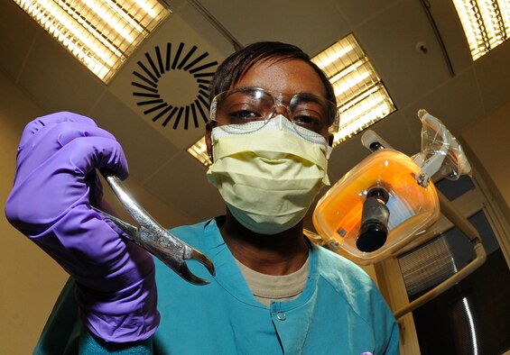 U.S. Air Force Airman 1st Class Janelle Barnes, 86th Dental Squadron Pediatrics technician, poses for a photo, Ramstein Air Base, Germany, Feb. 9, 2010. During the 2009 calendar year, the dental squadron averaged about 260 broken appointments each month, which added up to more than 3,100 failed appointments and more than $900 thousand in lost dental treatment. (U.S. Air Force photo by Airman 1st Class Grovert Fuentes-Contreras) 
