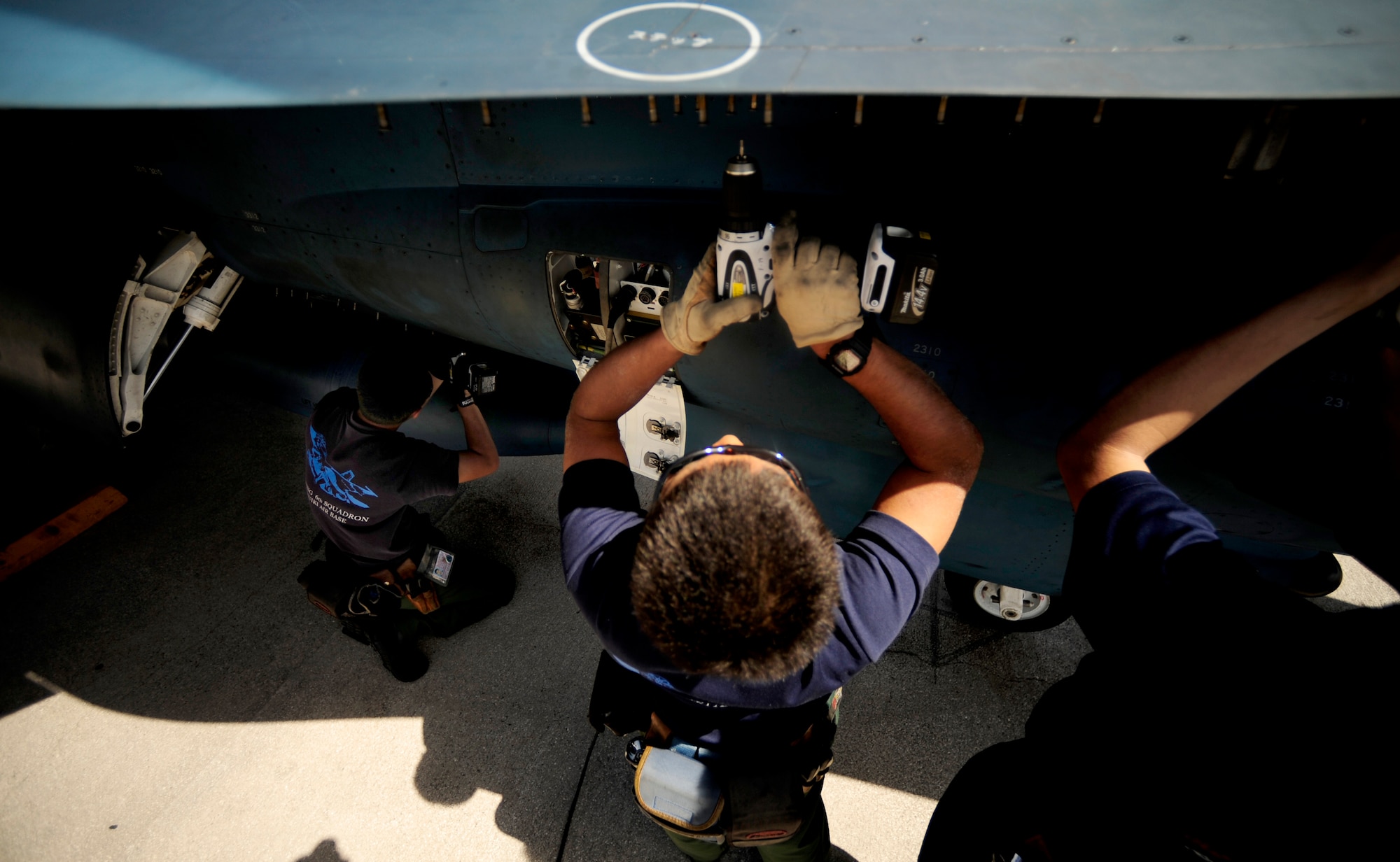 Japanese crew members of the 8th Combat Wing, 6th TF Squadron, Tsuiki AB, Japan, prepare their F2 for ammunitions during Cope North on Andersen Air Force Base, Guam on Feb. 9, 2010. The United States Air Force and the Japanese Air Self-Defense Force conduct Cope North annually to increase combat readiness and interoperability, concentrating on coordination and evaluation of air tactics, techniques, and procedures. The ability for both nations to work together increases their preparedness to support real-world contingencies.
(USAF photo by Staff Sgt. Andy M. Kin)
