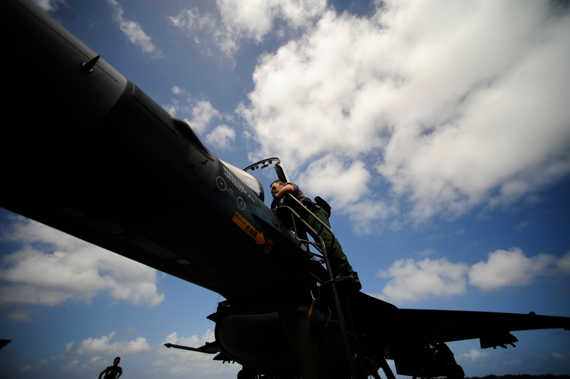 T/Sgt. Kenioki Sakamoto of the 8th Combat Wing, 6th TF Squadron, Tsuiki AB, Japan, prepare their F2 for ammunitions during Cope North on Andersen Air Force Base, Guam on Feb. 9, 2010. The United States Air Force and the Japanese Air Self-Defense Force conduct Cope North annually to increase combat readiness and interoperability, concentrating on coordination and evaluation of air tactics, techniques, and procedures. The ability for both nations to work together increases their preparedness to support real-world contingencies.
(USAF photo by Staff Sgt. Andy M. Kin)
