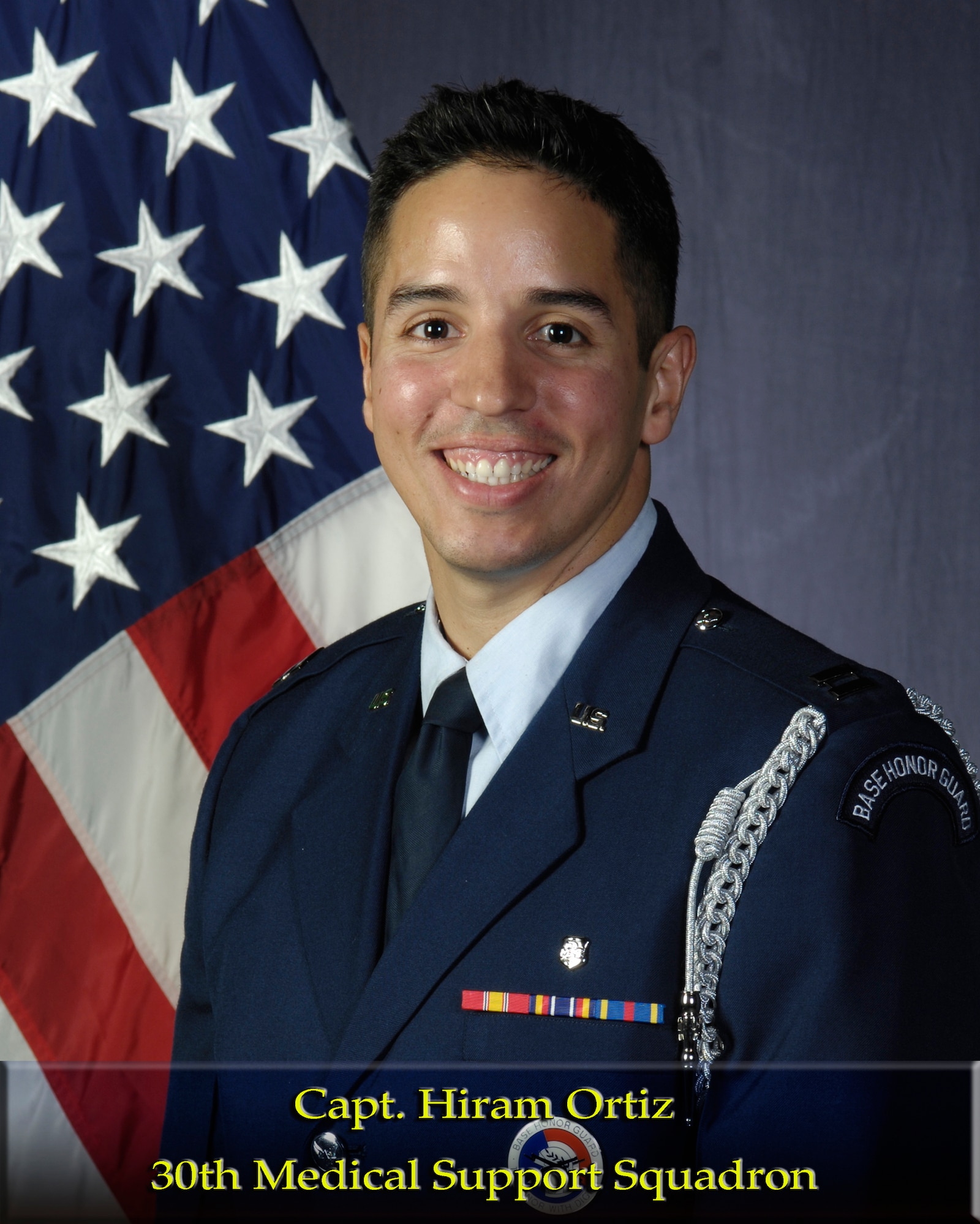 VANDENBERG AIR FORCE BASE, Calif. -- Capt. Hiram Ortiz, of the 30th Medical Support Squadron, is the Vandenberg Honor Guard Company Grade Officer of the Year for 2009. (U.S. Air Force photo)