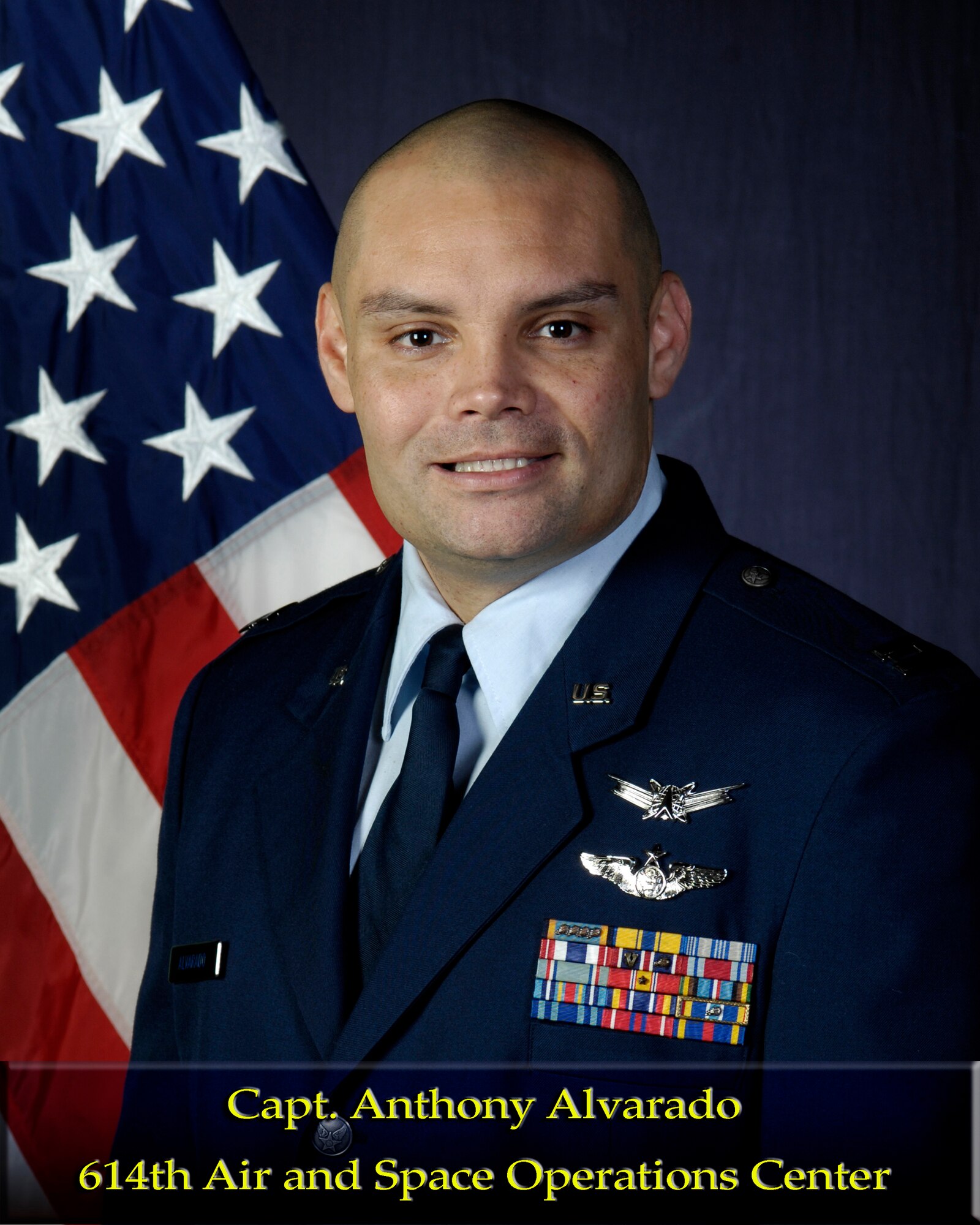 VANDENBERG AIR FORCE BASE, Calif. -- Capt. Anthony Alvarado, of the 614th Air and Space Operations Center, is the Vandenberg Associate Unit Company Grade Officer of the Year for 2009. (U.S. Air Force photo)