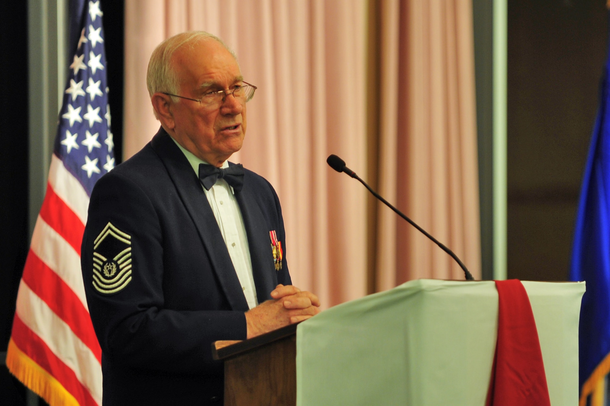 Chief Parish delivers a speech about Air Force history during Fairchild’s Annual Awards Ceremony at the Fort Wright Mukogowa Center. (U.S. Air Force photo/Senior Airman Joshua Chapman)
