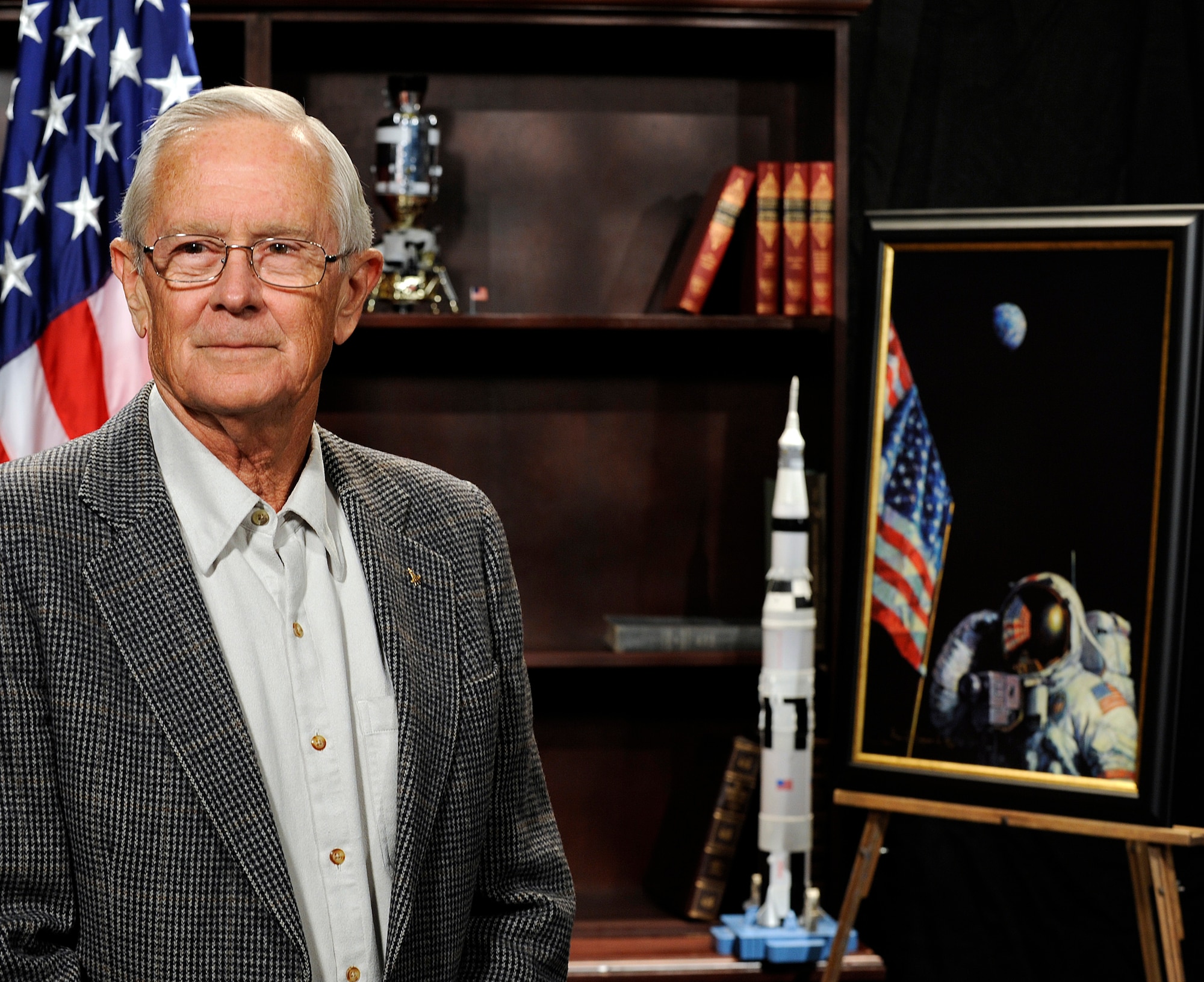 Astronaut and retired Brig. Gen Charles Duke was the guest speaker for the Air Force Academy's National Prayer Luncheon Feb 9, 2010. General Duke was the lunar module pilot for the Apollo 16 mission and the 10th man to walk on the Moon, as well as the youngest. (U.S. Air Force Photo/Mike Kaplan)
