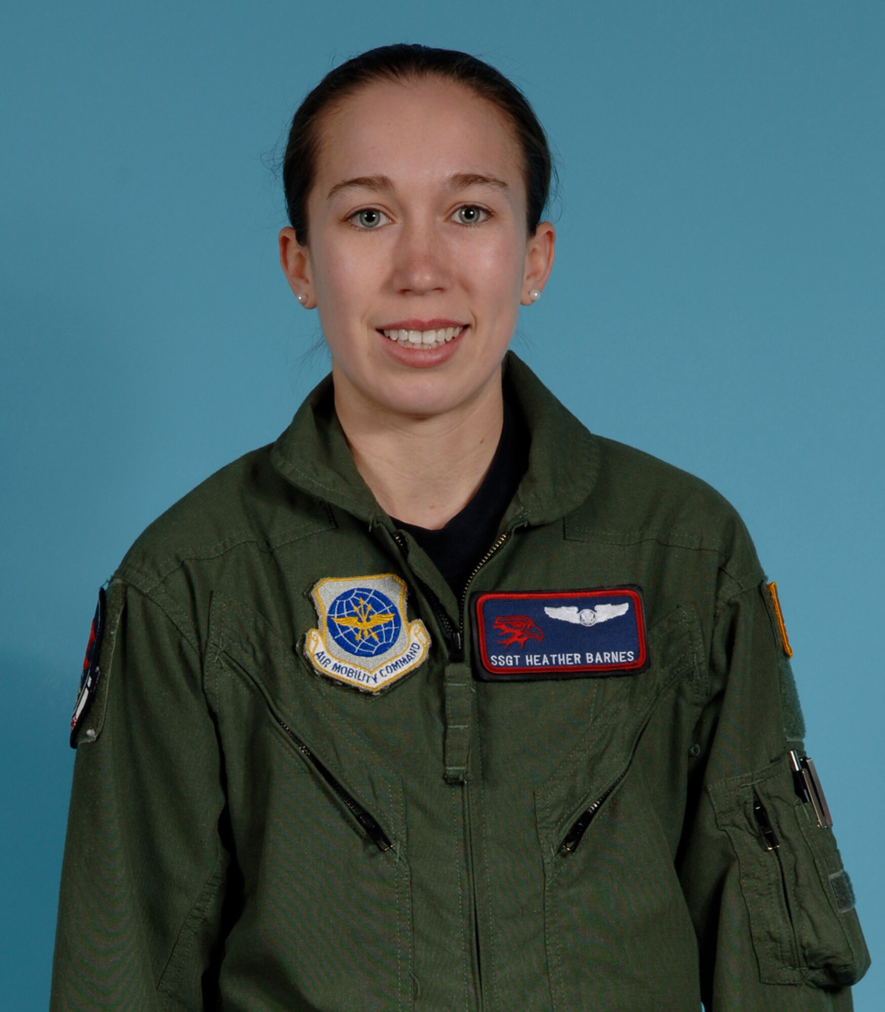 Staff Sgt. Heather Barnes, selected as a weekly spotlight performer, is an instructor boom operator for the 350th Air Refueling Squadron. In addition to performing in-flight refueling missions, the Mansfield, Ohio, native helps process cargo and assists passengers with transportation. (Courtesy photo)