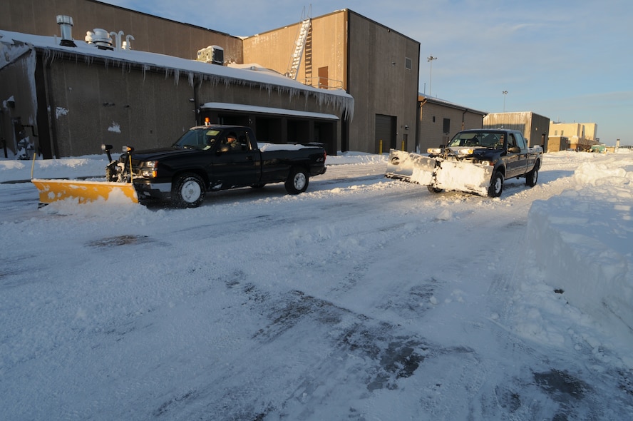 Members of the 193rd Special Operations Wing, PA Air National Guard, Middletown Pennsylvania are busy clearing snow from the flight line, parking lots, roads and sidewalks on their base at Harrisburg International Airport. The Harrisburg area recieved 36 inches of snow from two snow storms between February 4th and 11th 2010. (U.S. Air Force photo by Senior Master Sergeant David Hawkins/Released)