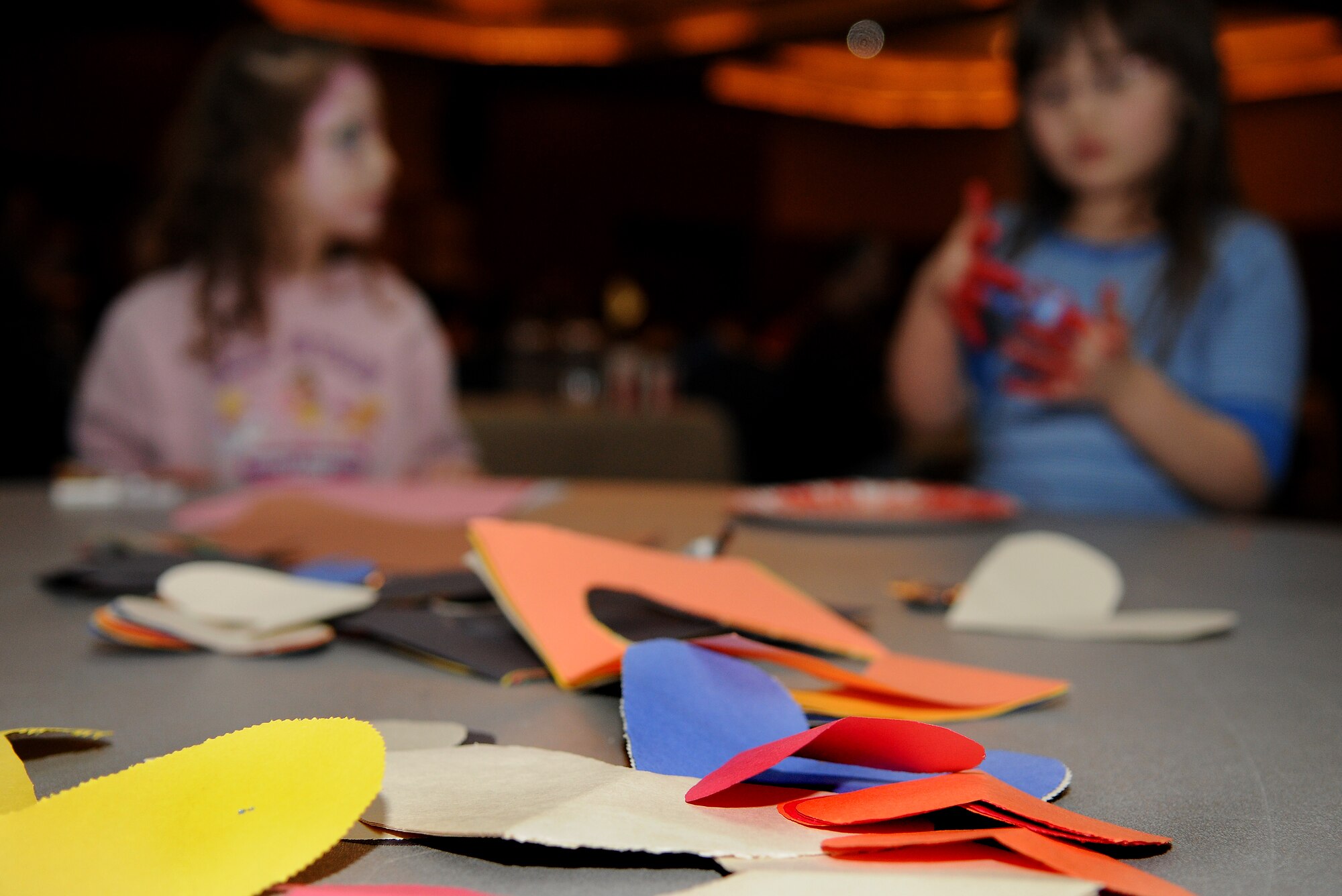 SPANGDAHLEM AIR BASE, Germany – Children make arts and crafts during the Children’s Valentine’s Day party at Club Eifel Feb. 10. The club hosted the event, which included food and movies for children and their parents. (U.S. Air Force photo/Senior Airman Nathanael Callon)