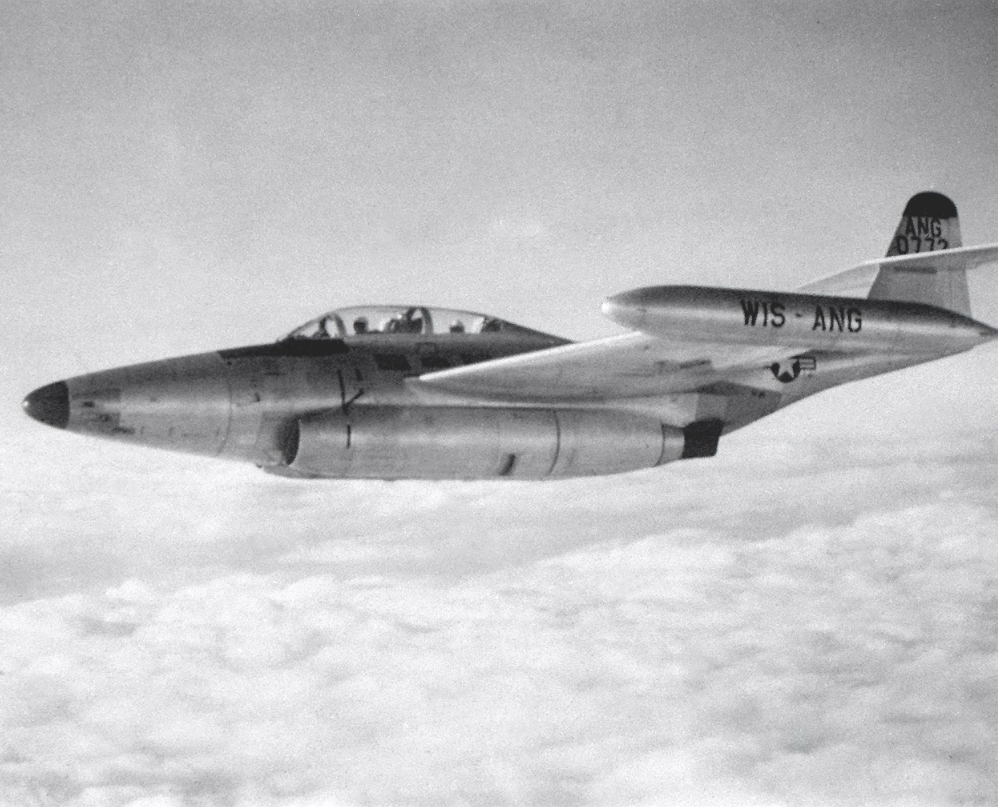 An F89 "Scorpion",  Wisconsin Air National Guard in flight during the 50s. The 128th flew the F89 during the 1950s till 1962.
