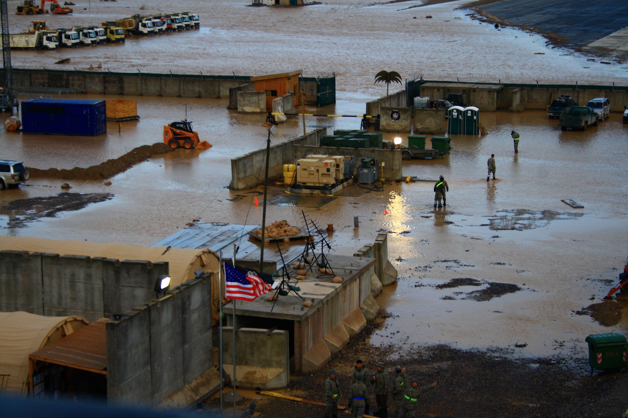 Various areas on Kandahar Airfield were left with anywhere from up to five feet of water after the flash flood that occurred Feb. 8, 2010. (U.S. Air Force photo by Staff Sgt. Thomas Leach/Released)
