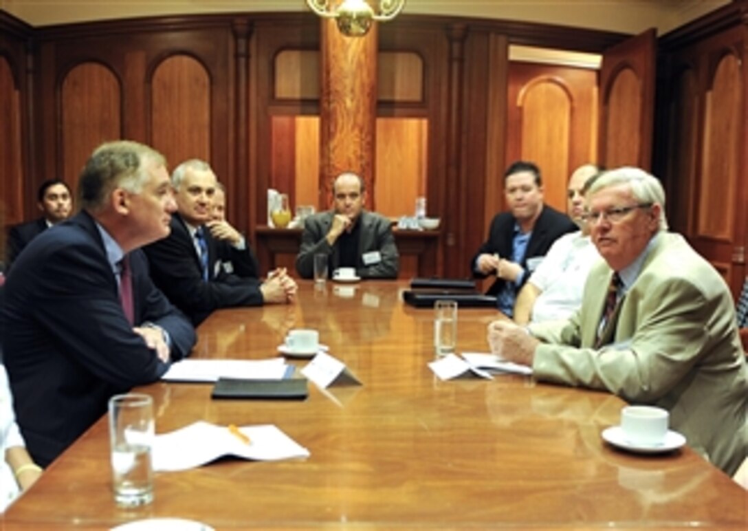 Deputy Secretary of Defense William J. Lynn III meets with Australian counterparts on "Cyber Security" at the Australian Maritime Museum in Sydney on Feb. 13, 2010.  