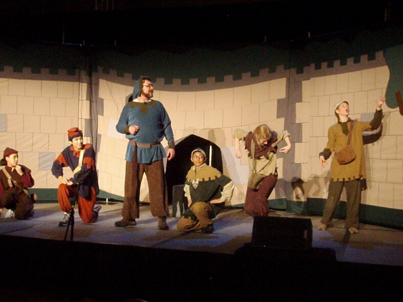 DALLAS, Texas— Three Dyess dependents traveled to Dallas, Texas, Jan. 24 to participate in a joint Air Force and Navy production. Dallis Seeker 13, Audrey Seeker 10 and Kaelyn Matthews 13 made up three of the 17 children that participated in the play Robin Hood that focused on working together