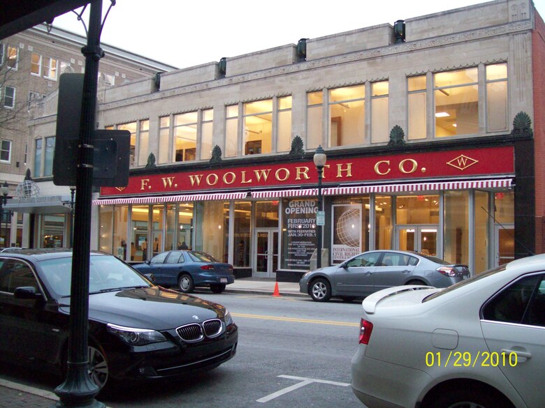 The F.W. Woolworth Co. store in Greensboro, N.C., is now the site of the International Civil Rights Center and Museum, which opened on Feb. 1, to mark the 50th anniversary of the sit-ins, when four African Americans sat at a segregated lunch counter and asked to be served. (U.S. Air Force photo/Tech. Sgt. Monique Killian)